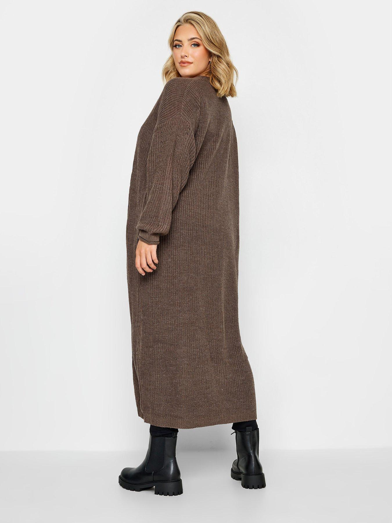 Image 2 of 4 of Yours Yours Essential Longline Cardi Mocha