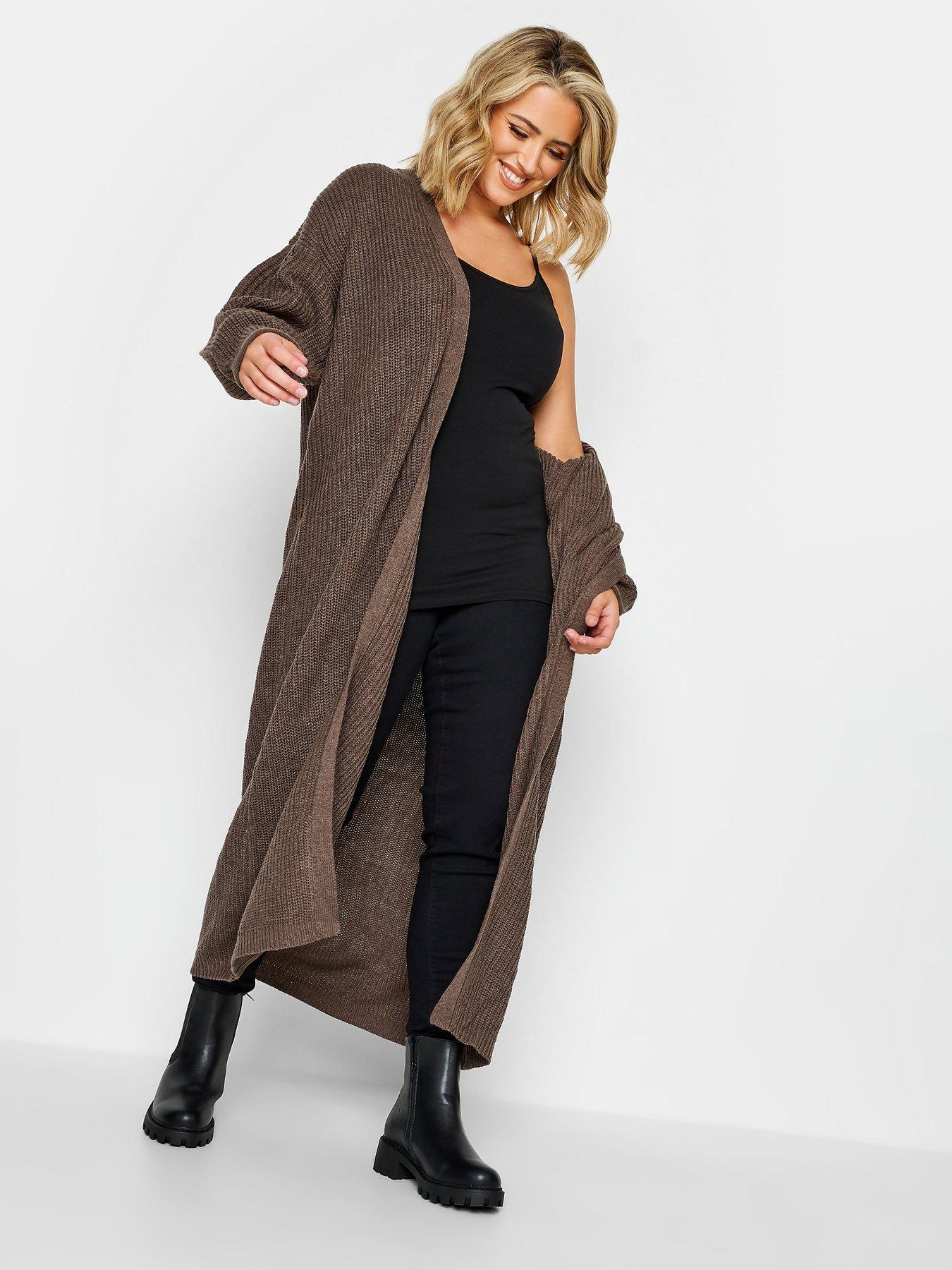 Image 3 of 4 of Yours Yours Essential Longline Cardi Mocha