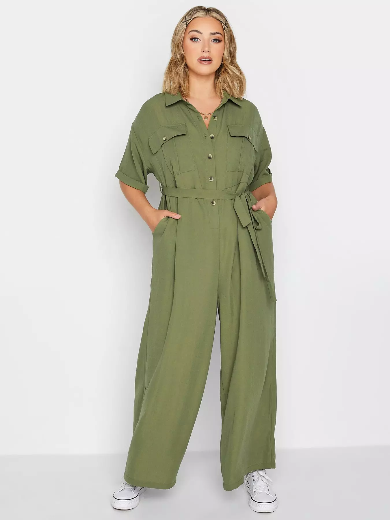 Geometric Print Jersey Jumpsuit in LENZING™ ECOVERO™ Green