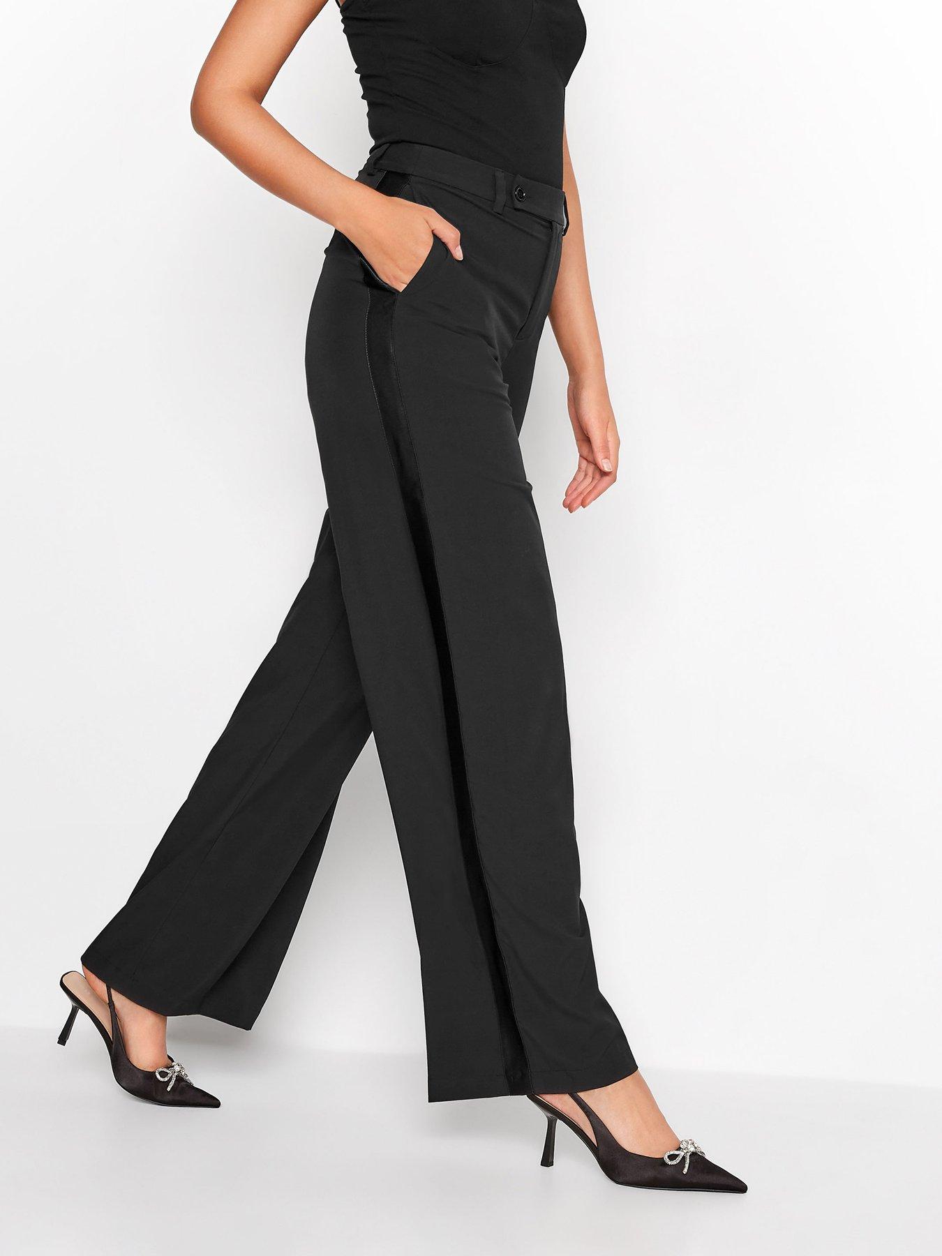 Long Tall Sally Black Wide Leg Tuxedo Trouser 34inch