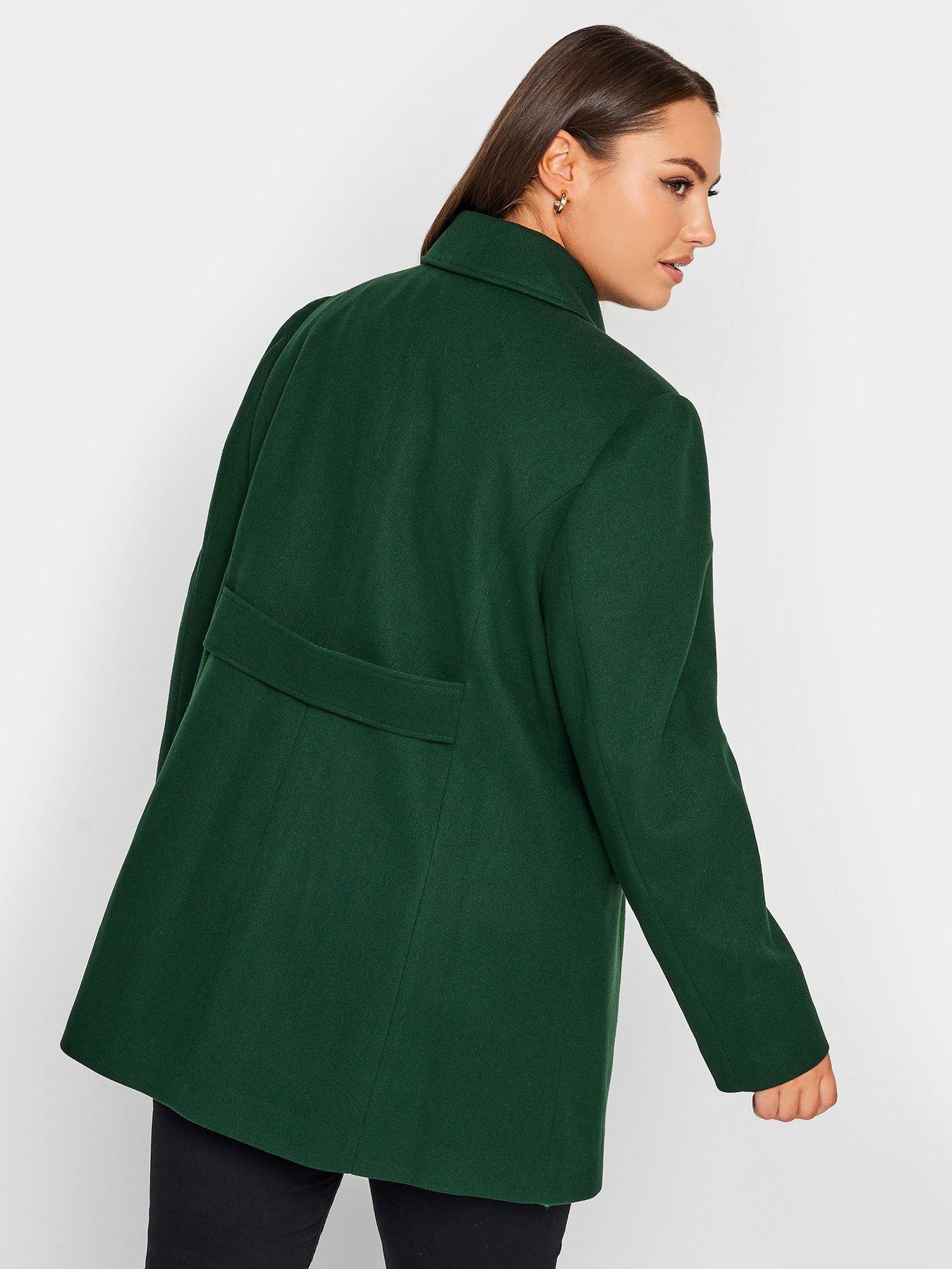 yours-yours-collared-peacoat-forest-greenstillFront