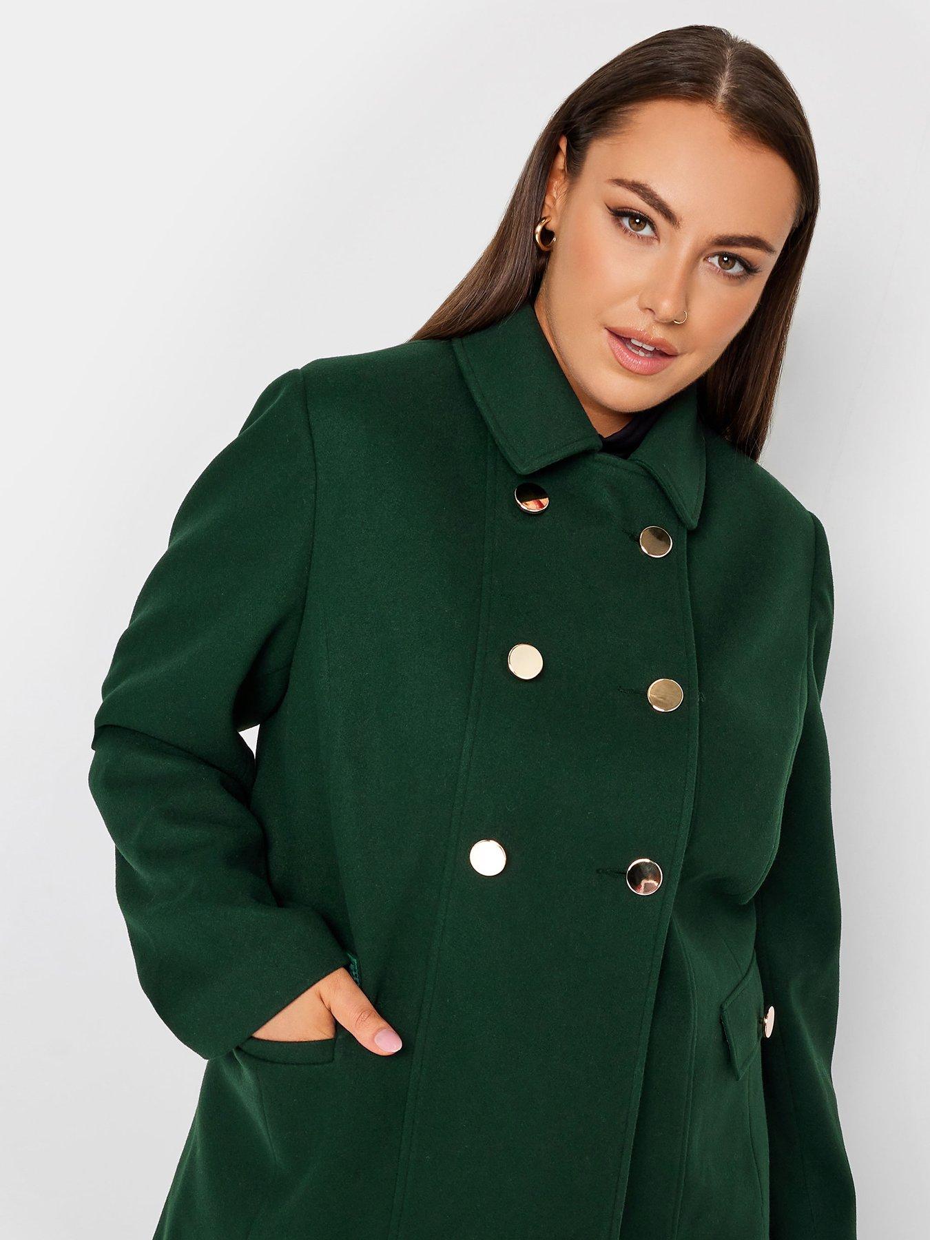 yours-yours-collared-peacoat-forest-greenoutfit