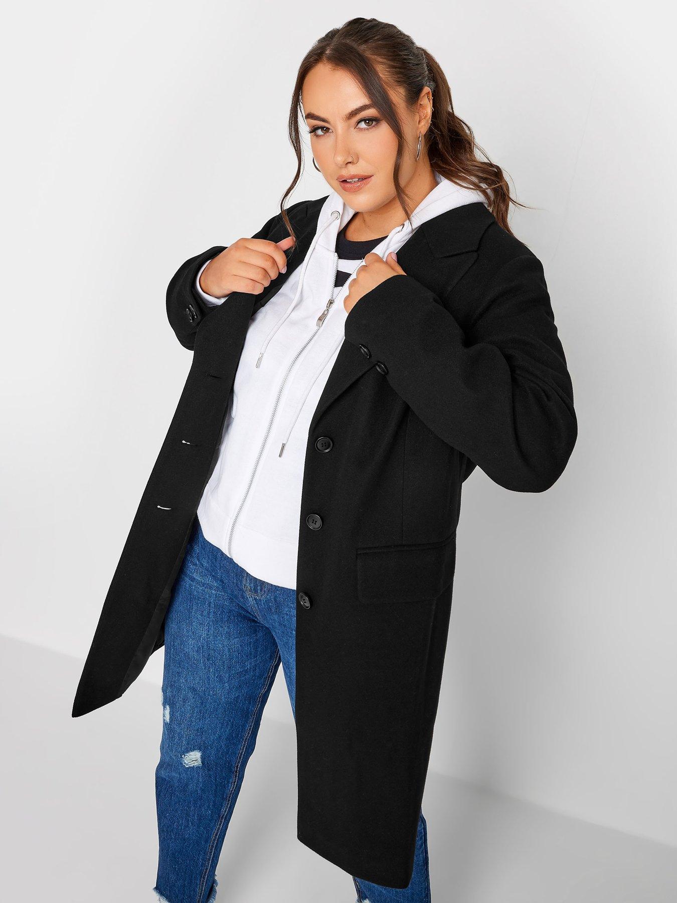 Yours Midi City Coat Black