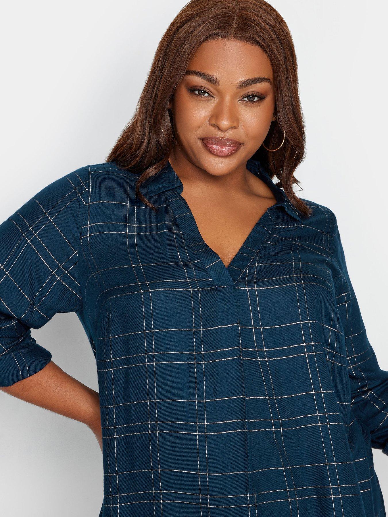 yours-yours-viscose-overhead-check-shirt-navy-checkoutfit