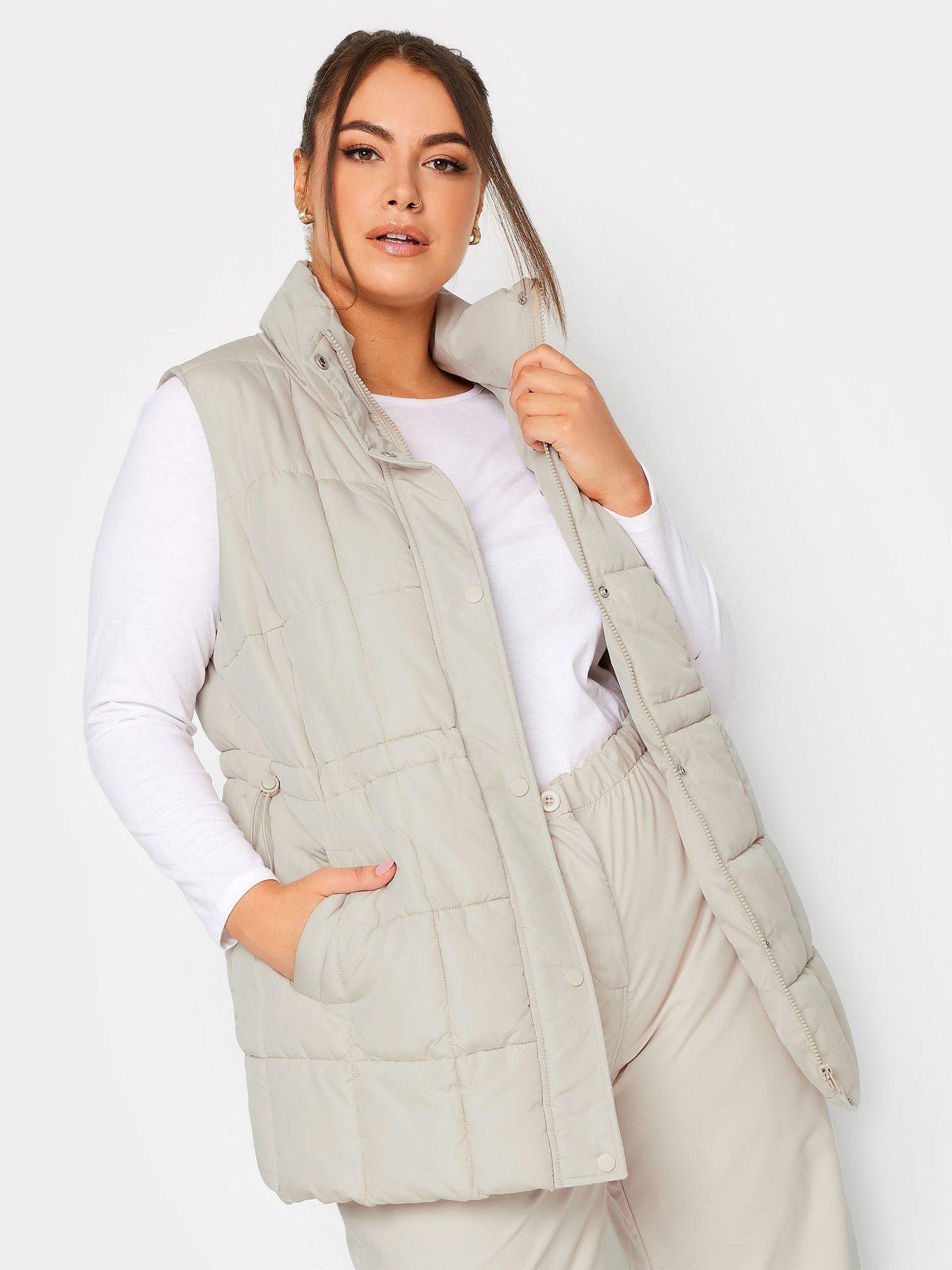 Yours Curve Womens Plus Size Quilted Longline Hooded Gilet