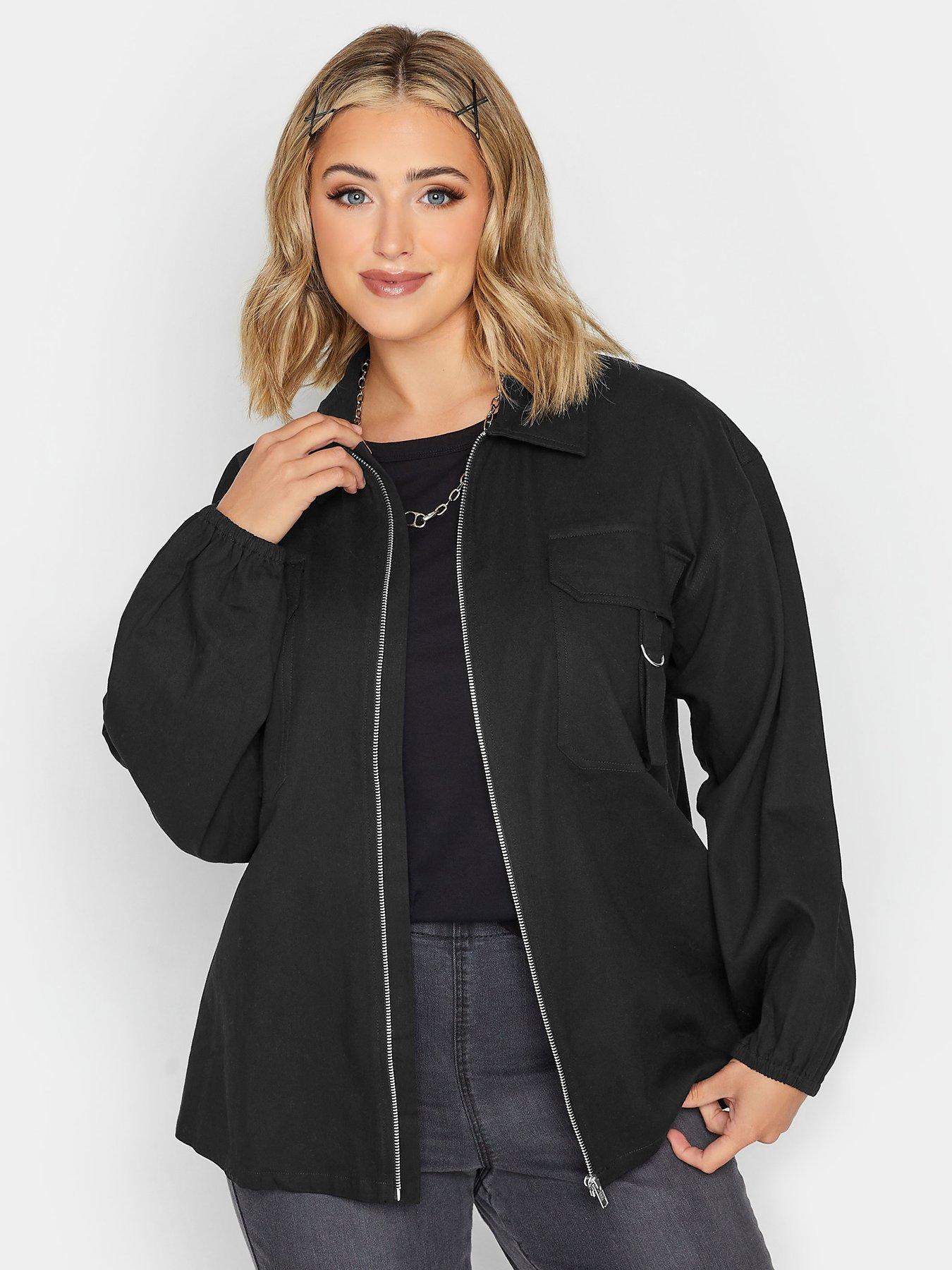 Plus size black utility jacket sale