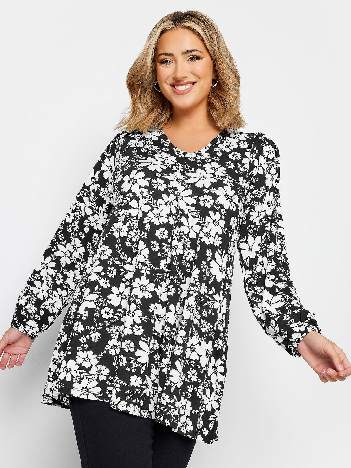 YOURS 2 PACK Plus Size Black & White Broderie Anglaise Swing Tops