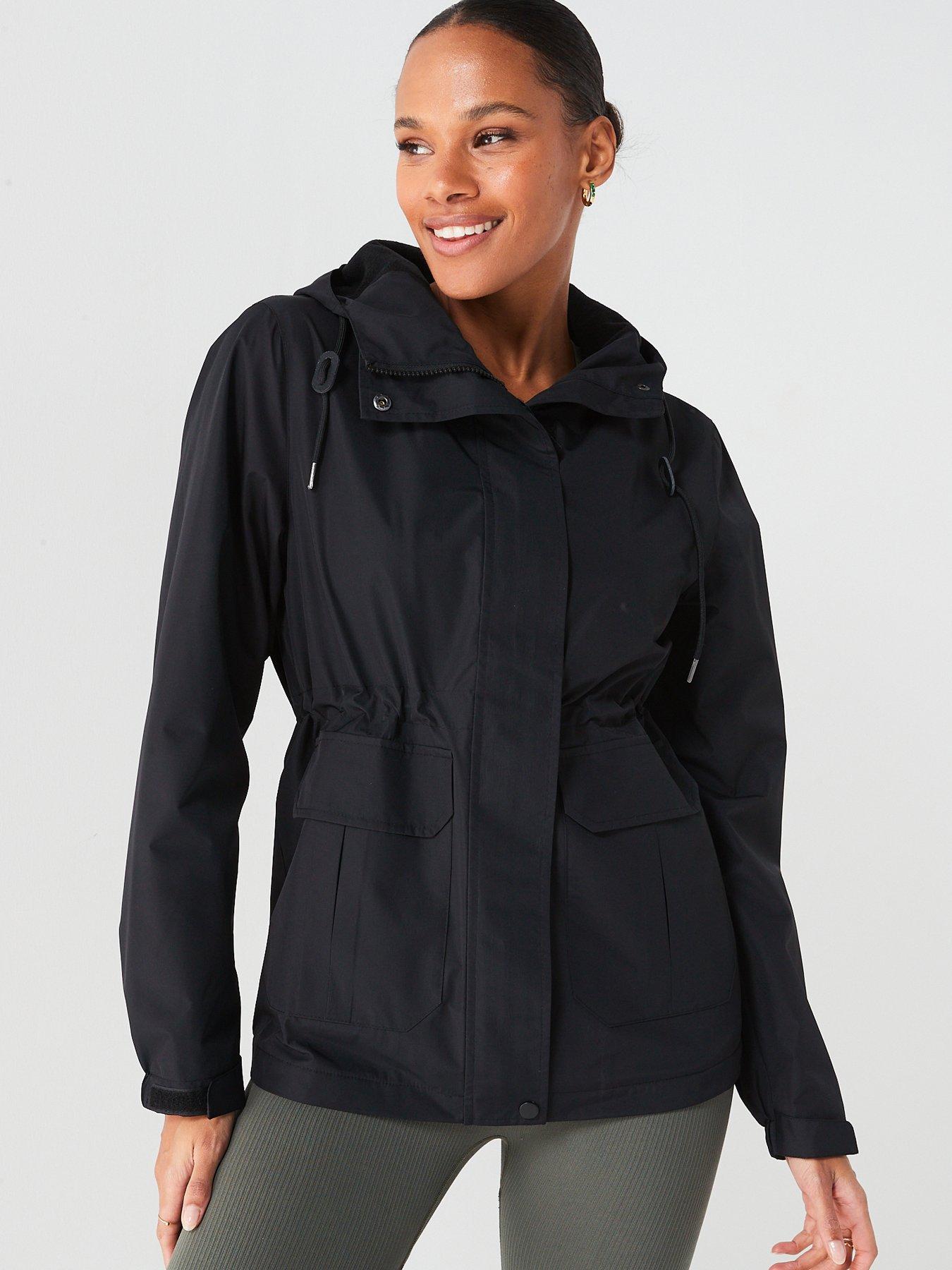 Black fleece lined outlet waterproof jacket