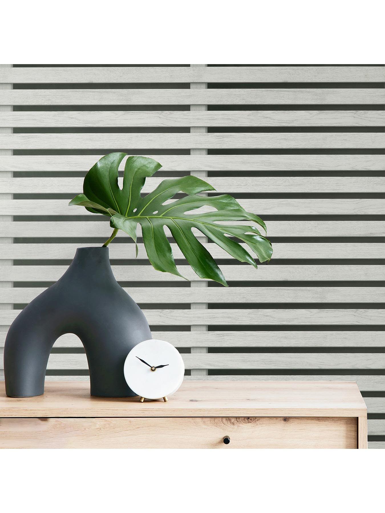Image 3 of 7 of Fine Decor Wood Slats Wallpaper - Black/grey