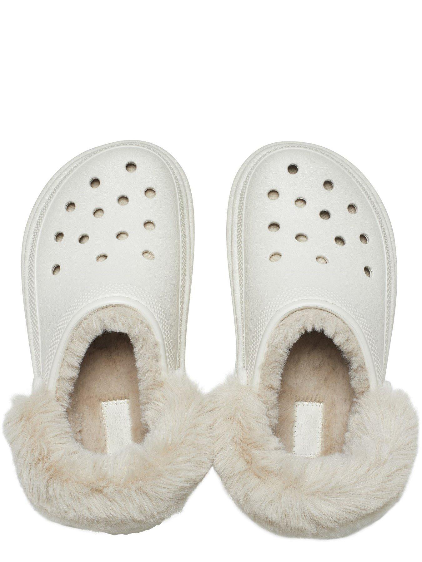 Beige crocs with fur new arrivals