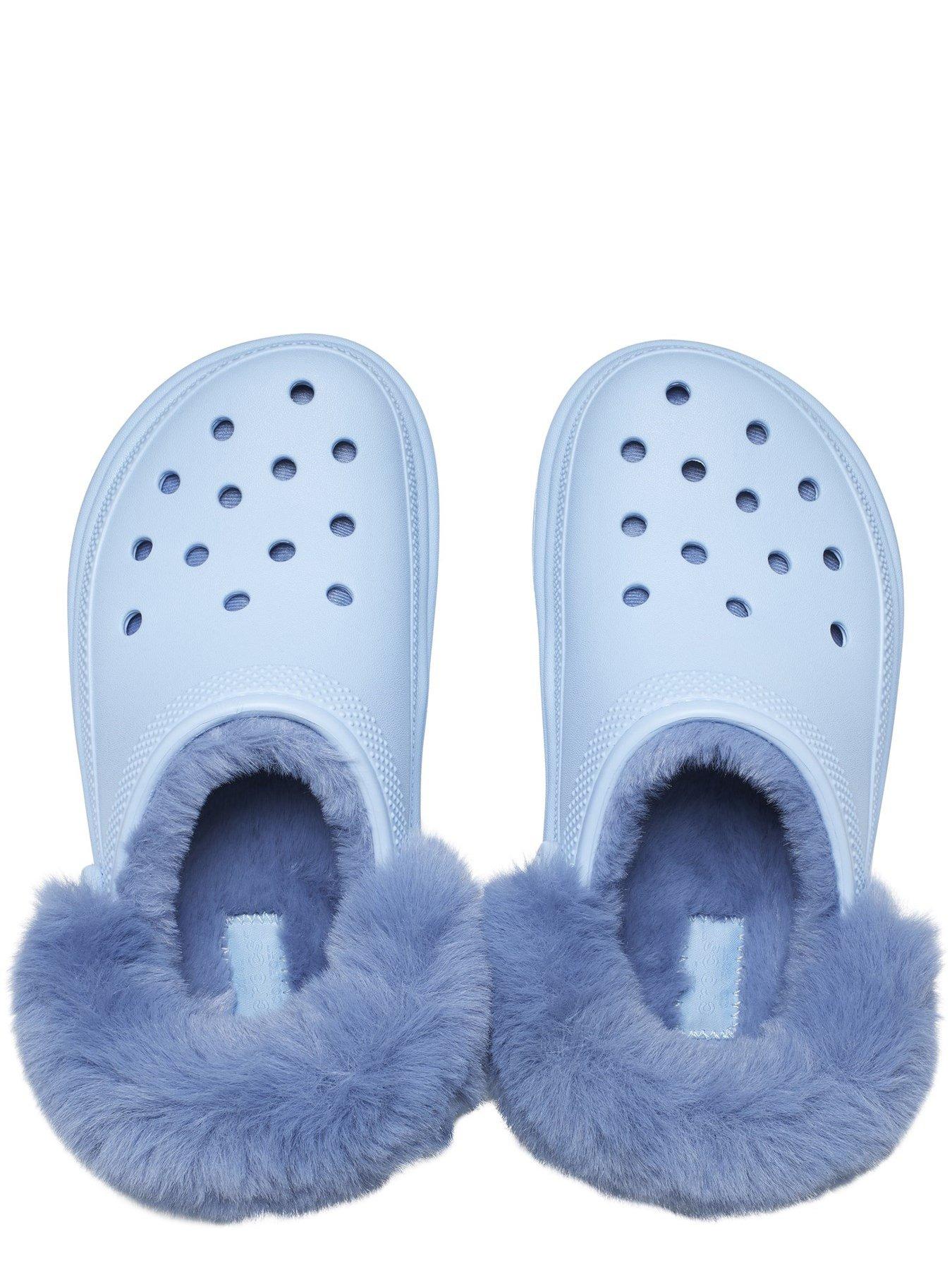 Fuzzy baby blue crocs new arrivals