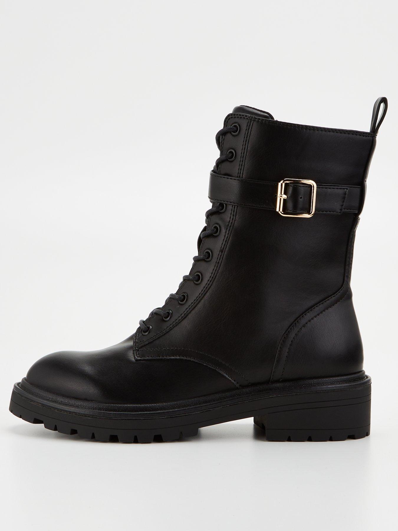 V by Very Wide Fit Lace Up Boot Black Very Ireland