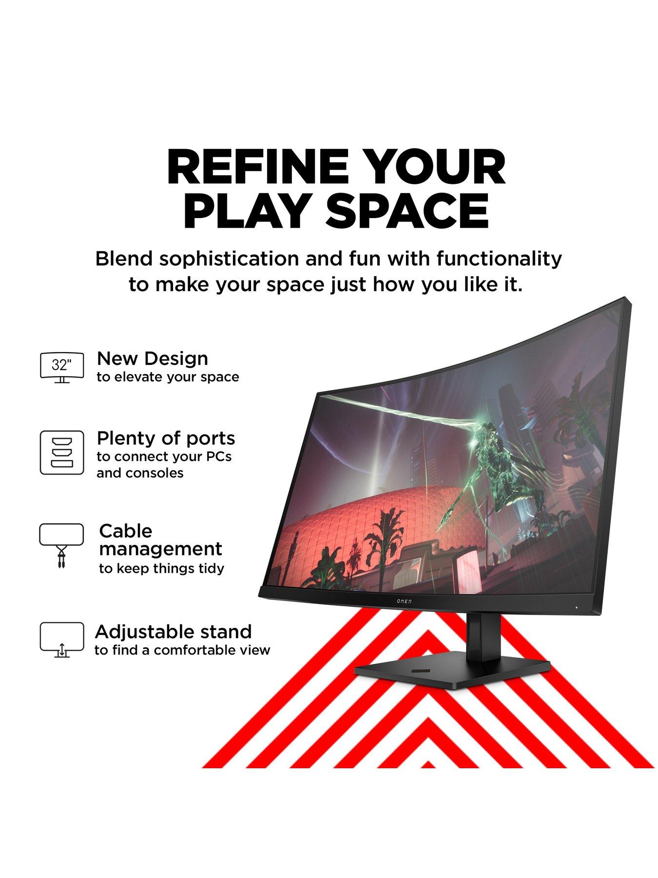 Image 6 of 8 of HP OMEN 32c Curved Gaming Monitor - 31.5in QHD (2560 x 1440) 165hz, 1ms Response, AMD FreeSync&trade; Premium, Adjustable Stand, PC &amp; Console Compatible