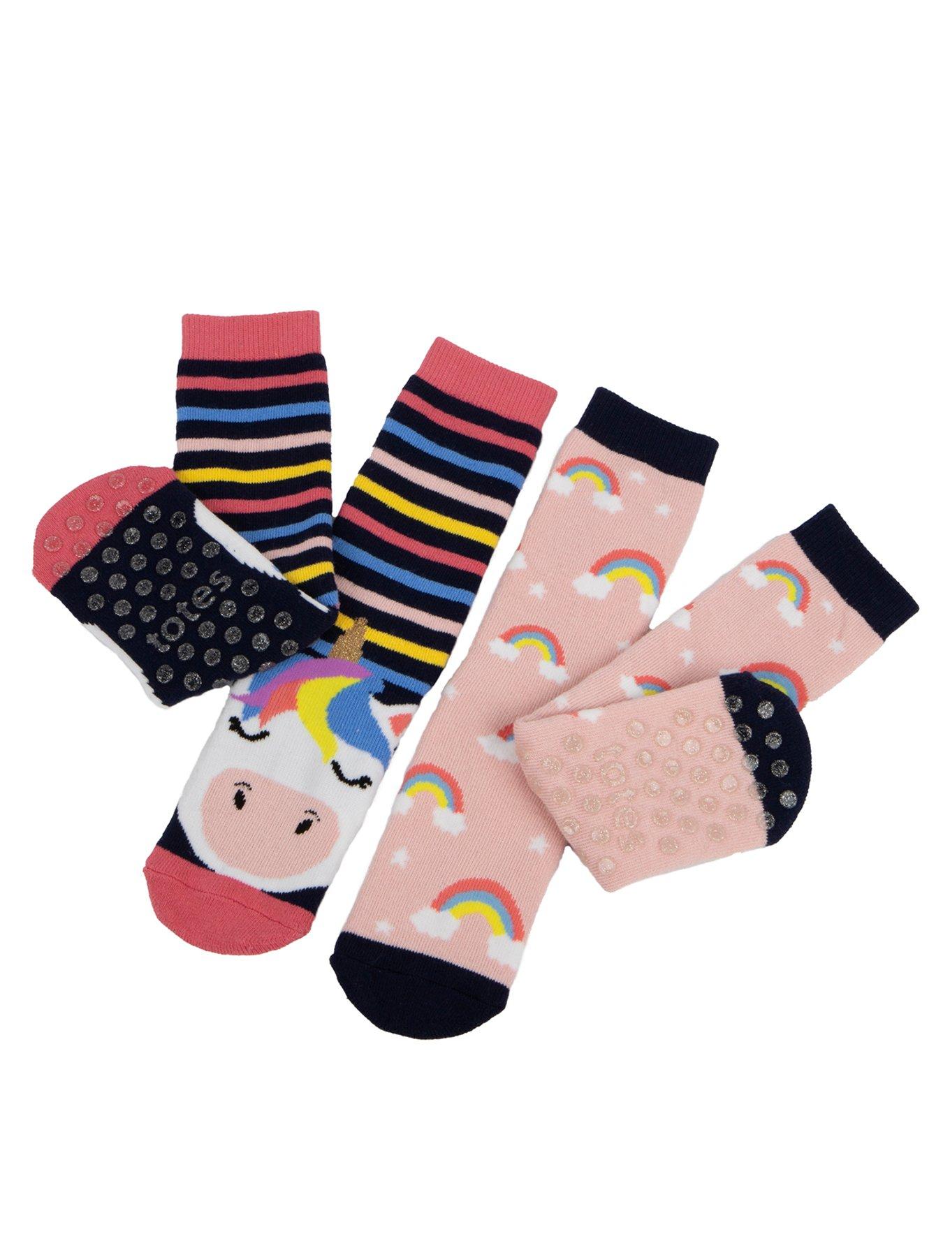 TOTES TOTES2pk Original Younger Kids Unicorn Slipper Socks - Multi