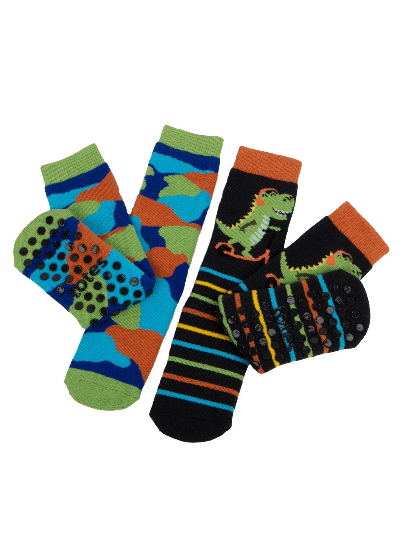 Image 1 of 3 of TOTES TOTES2pk Original Younger Kids Dino Slipper Socks - Multi