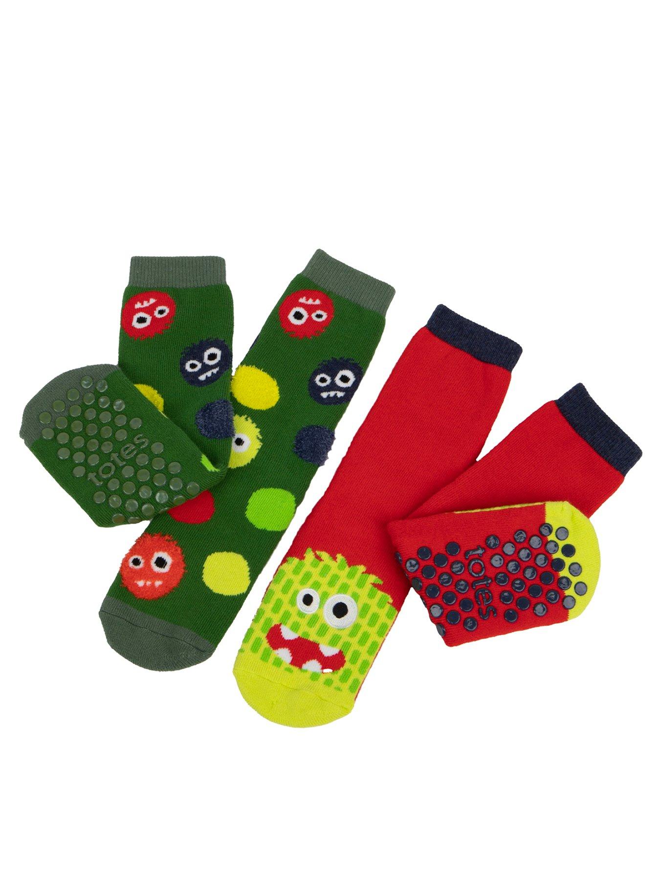 Image 1 of 3 of TOTES TOTES2pk Original Younger Kids Monster Slipper Socks - Multi