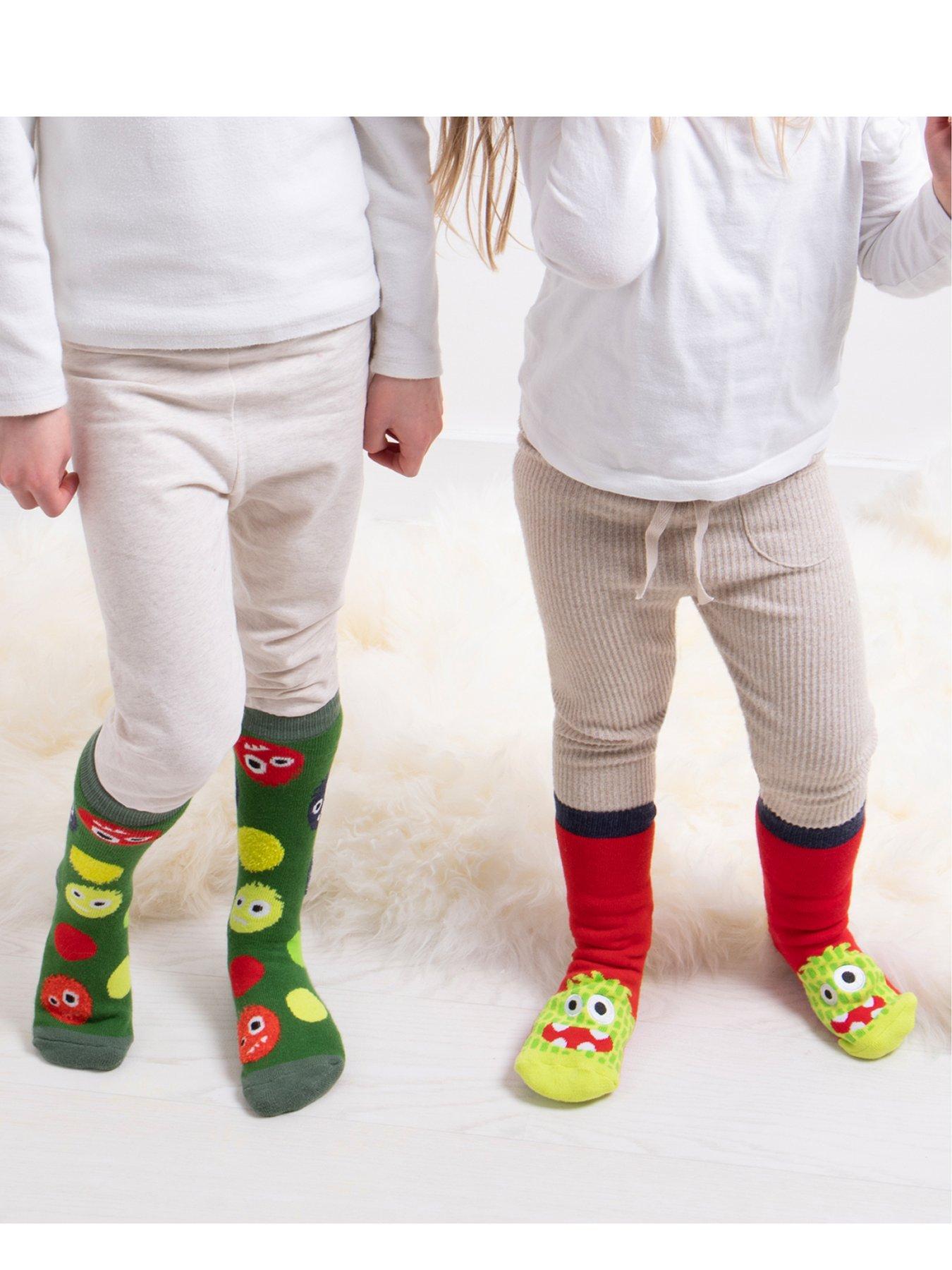 Image 2 of 3 of TOTES TOTES2pk Original Younger Kids Monster Slipper Socks - Multi