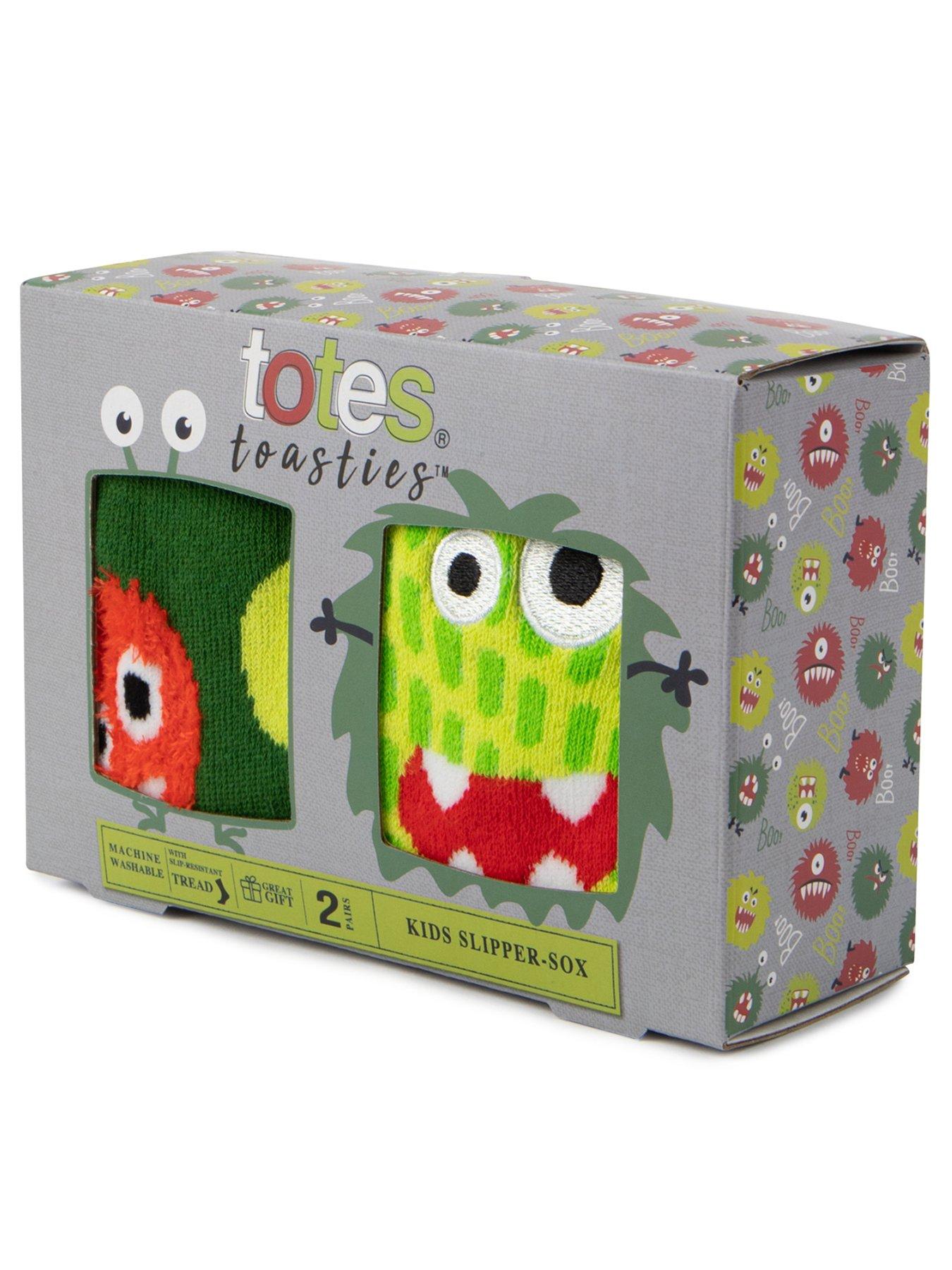 Image 3 of 3 of TOTES TOTES2pk Original Younger Kids Monster Slipper Socks - Multi
