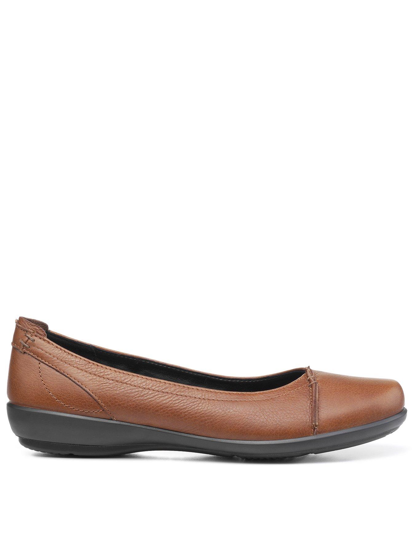 Image of Hotter Hotter Robyn II Wide Fitting Leather Ballerina Shoes - Rich Tan