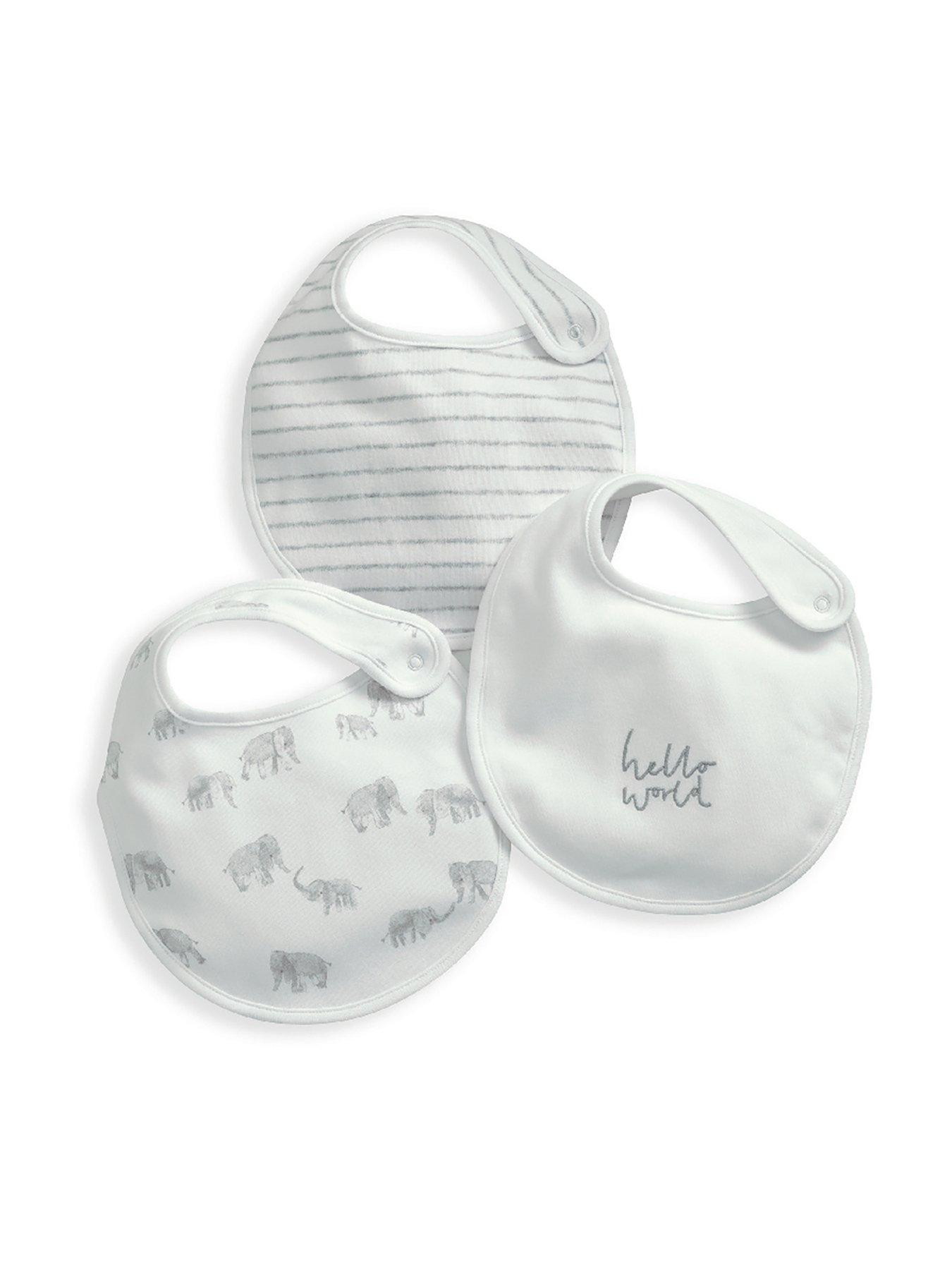 mamas-papas-unisex-baby-3-pack-elephant-bibs-whitefront