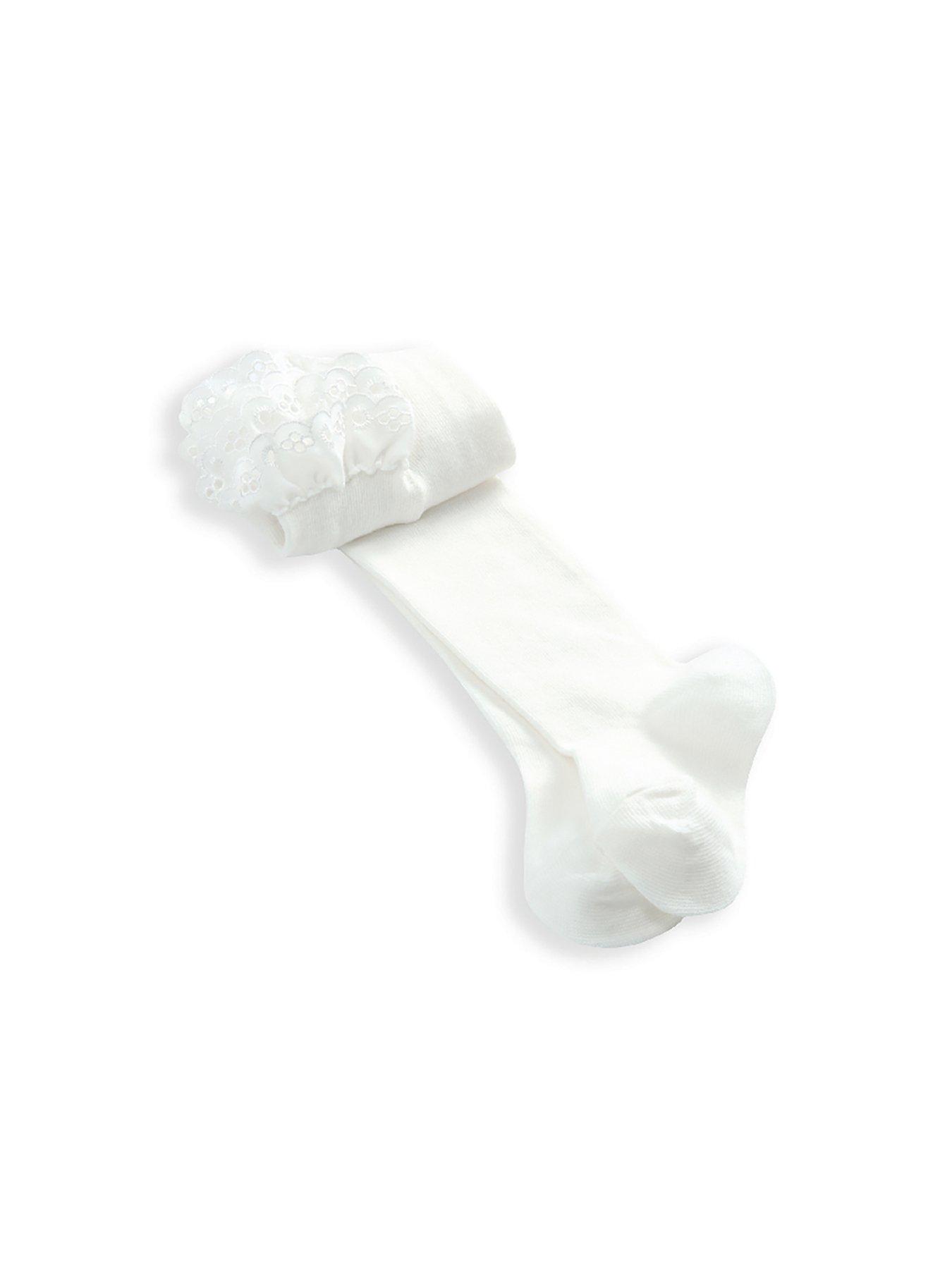 Image 2 of 3 of Mamas & Papas Baby Girls Ruffle Frill Tights - White