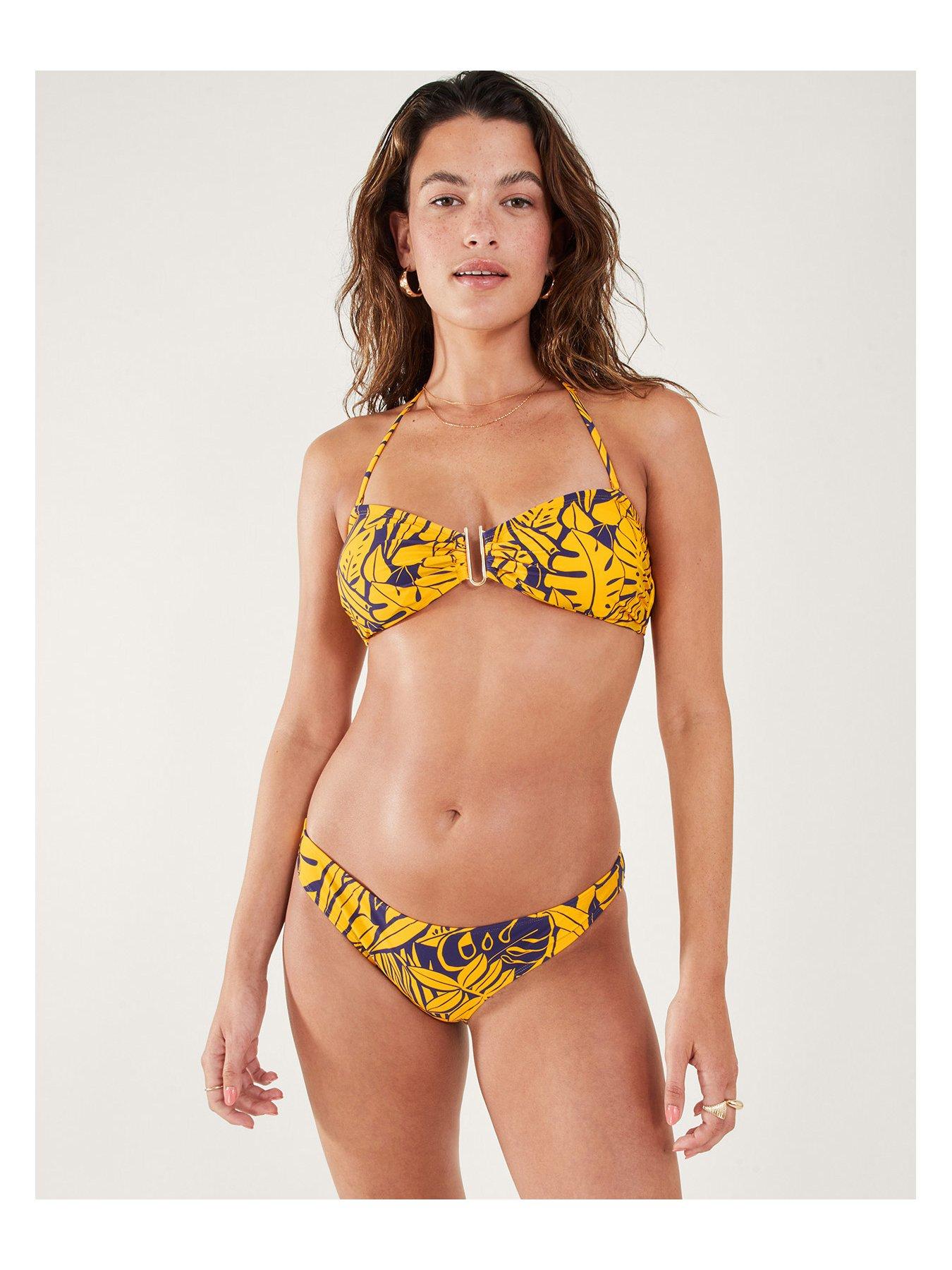 Image 3 of 4 of Accessorize Palm Print Bikini Bottoms