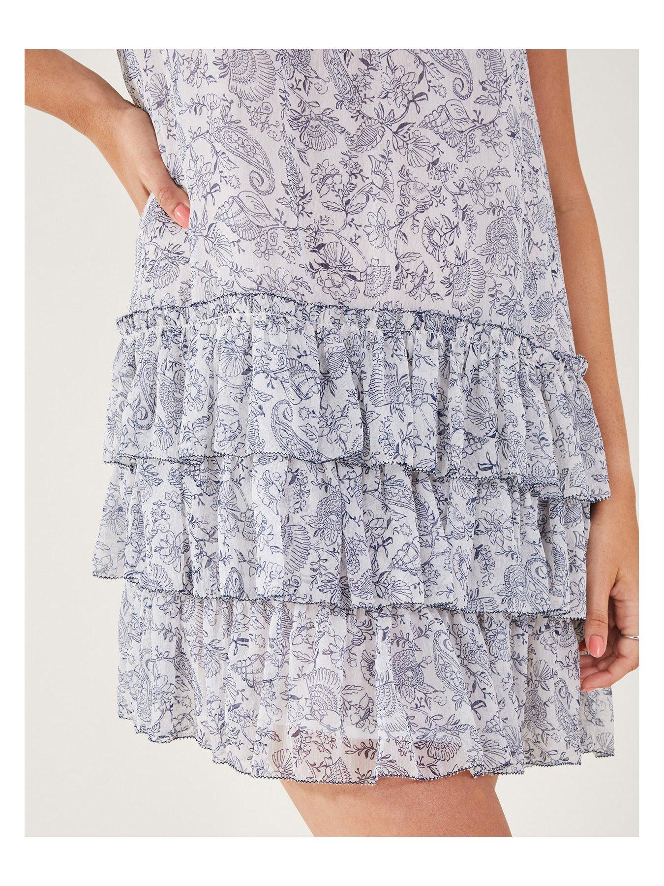 Image 3 of 3 of Accessorize Strappy Tiered Dress - White