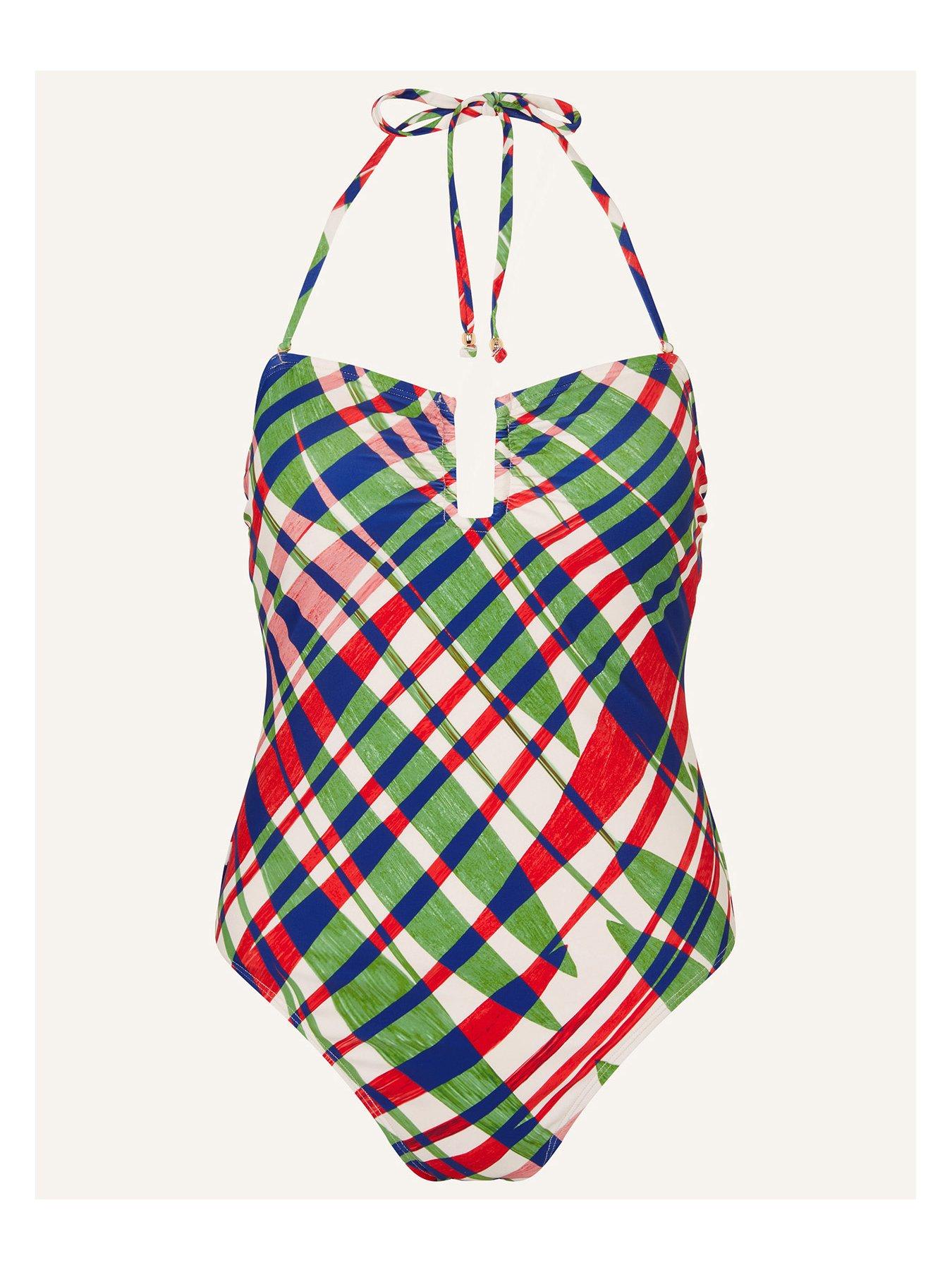 Image 3 of 4 of Accessorize Abstract Leaf Bandeau Swimsuit - Multi