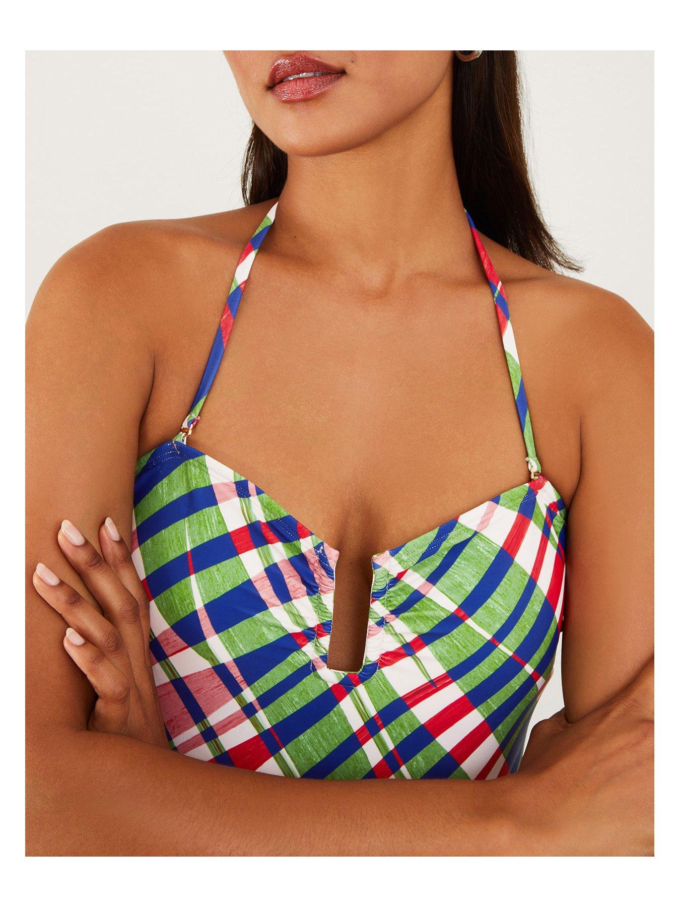Image 4 of 4 of Accessorize Abstract Leaf Bandeau Swimsuit - Multi