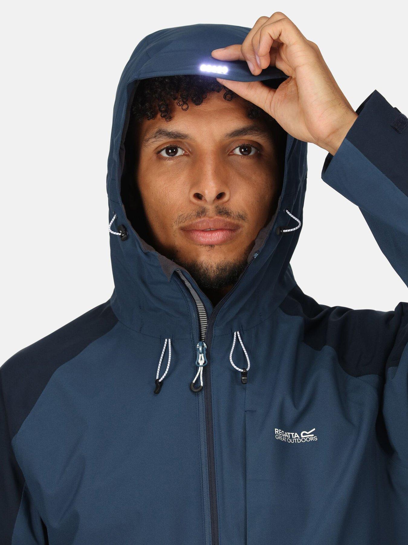 Britedale Waterproof Jacket with Light in Hood Blue Navy