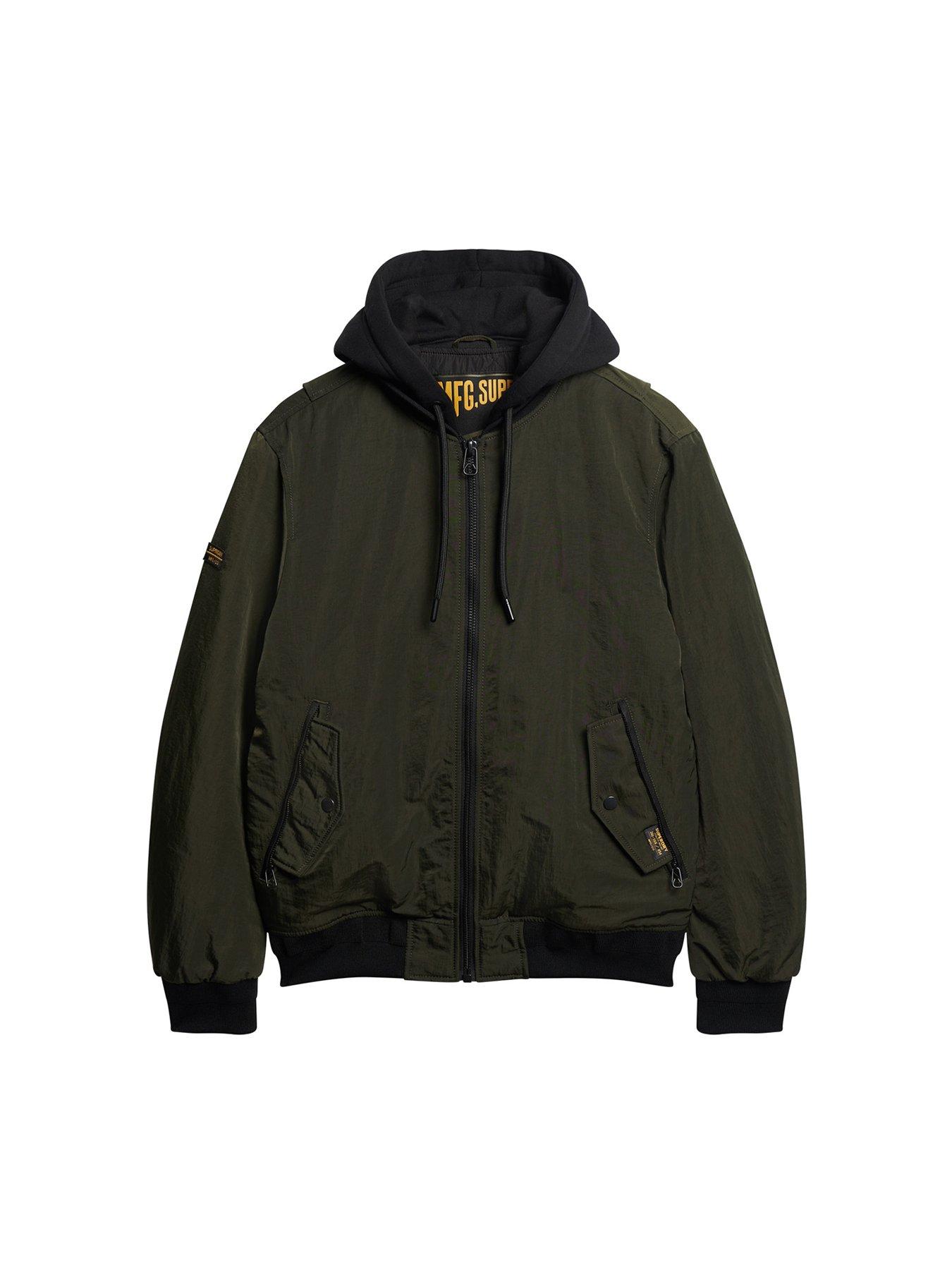 Military Hooded Bomber Jacket Dark Green