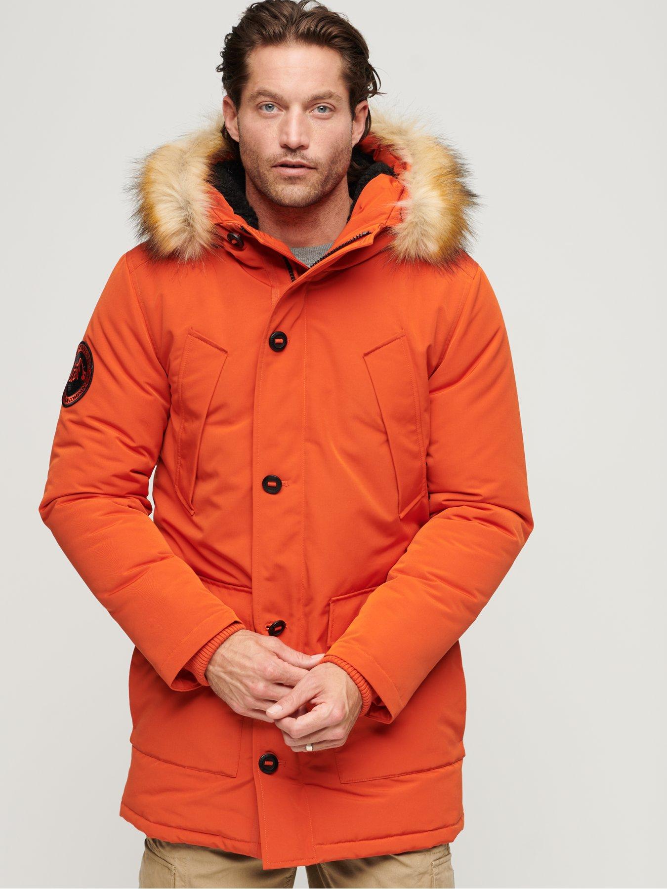 Mens parka coats with fur hood cheap sale