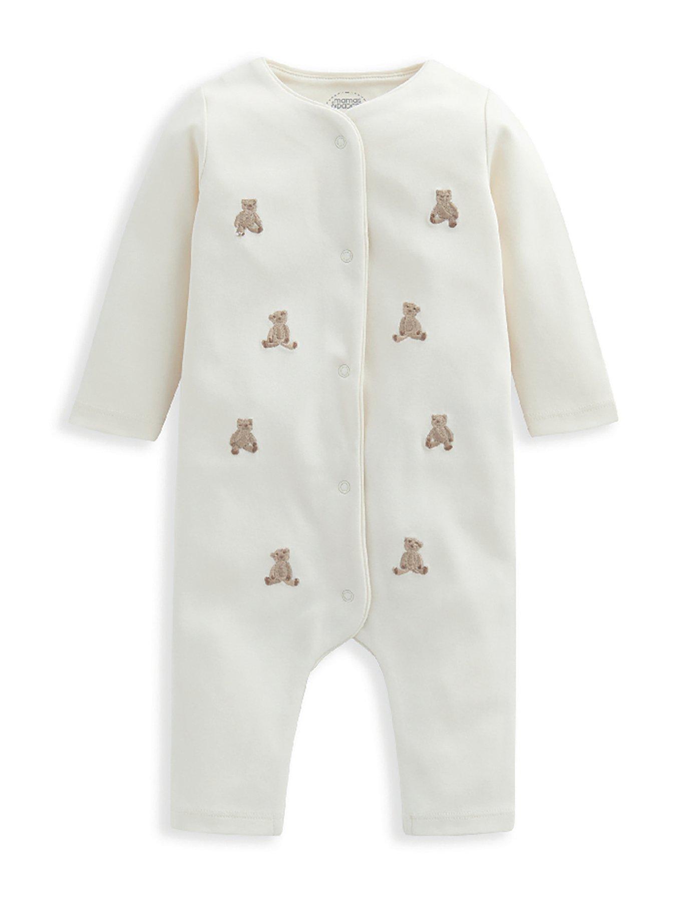 mamas-papas-unisex-baby-embroiderednbspteddy-bear-romper-cream