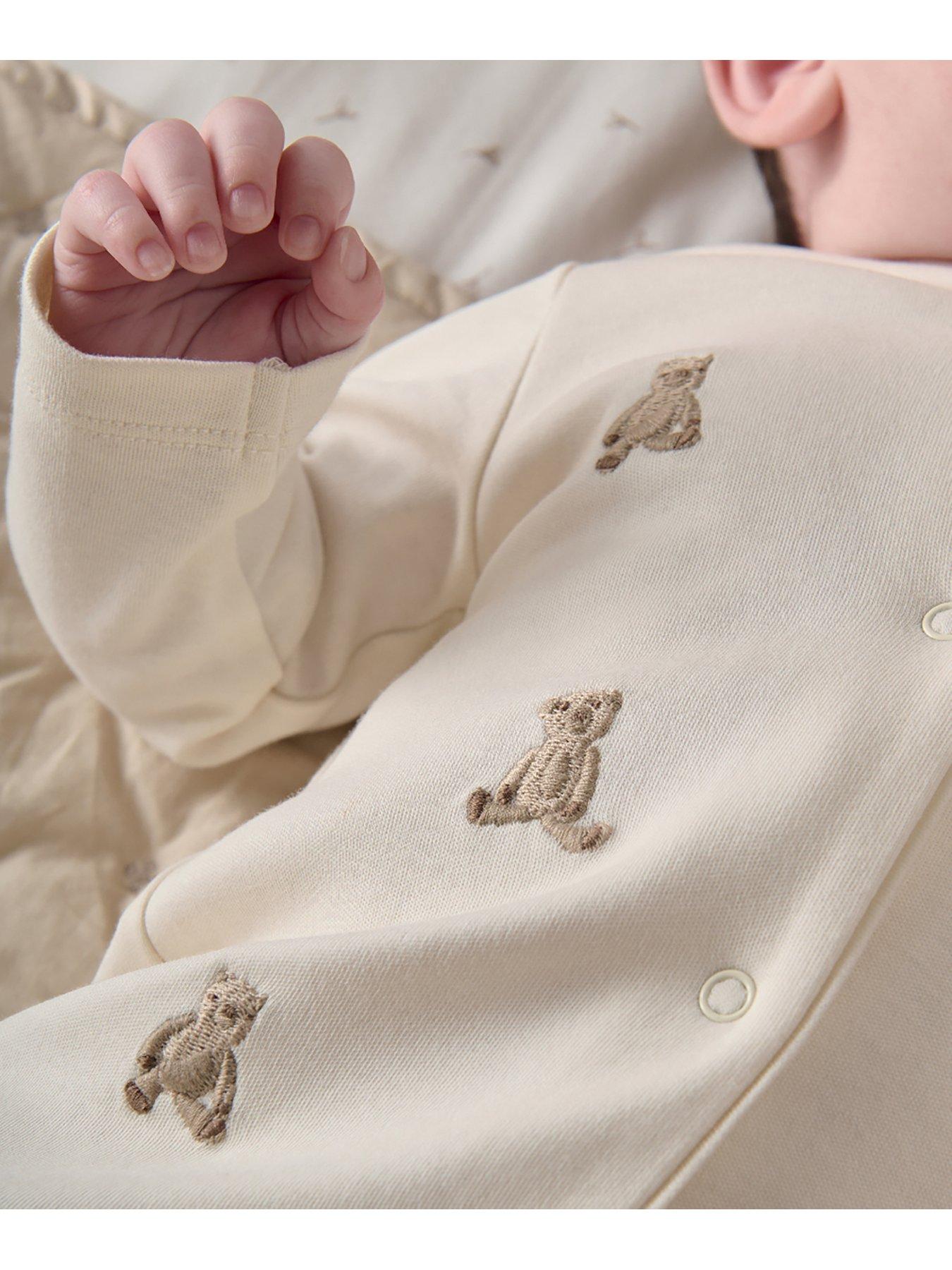 mamas-papas-unisex-baby-embroiderednbspteddy-bear-romper-creamdetail