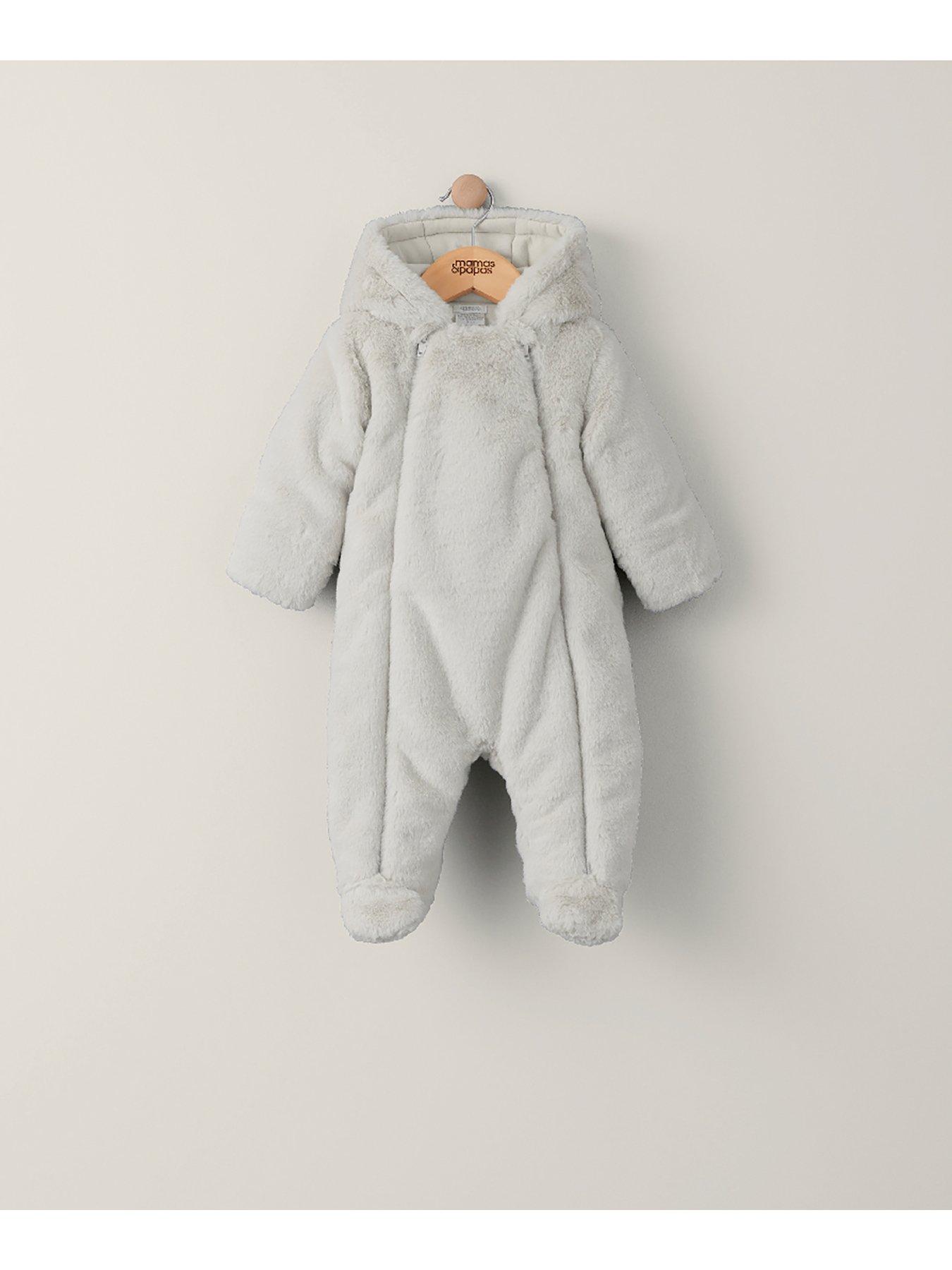 mamas-papas-unisex-baby-faux-fur-pramsuit-greystillFront