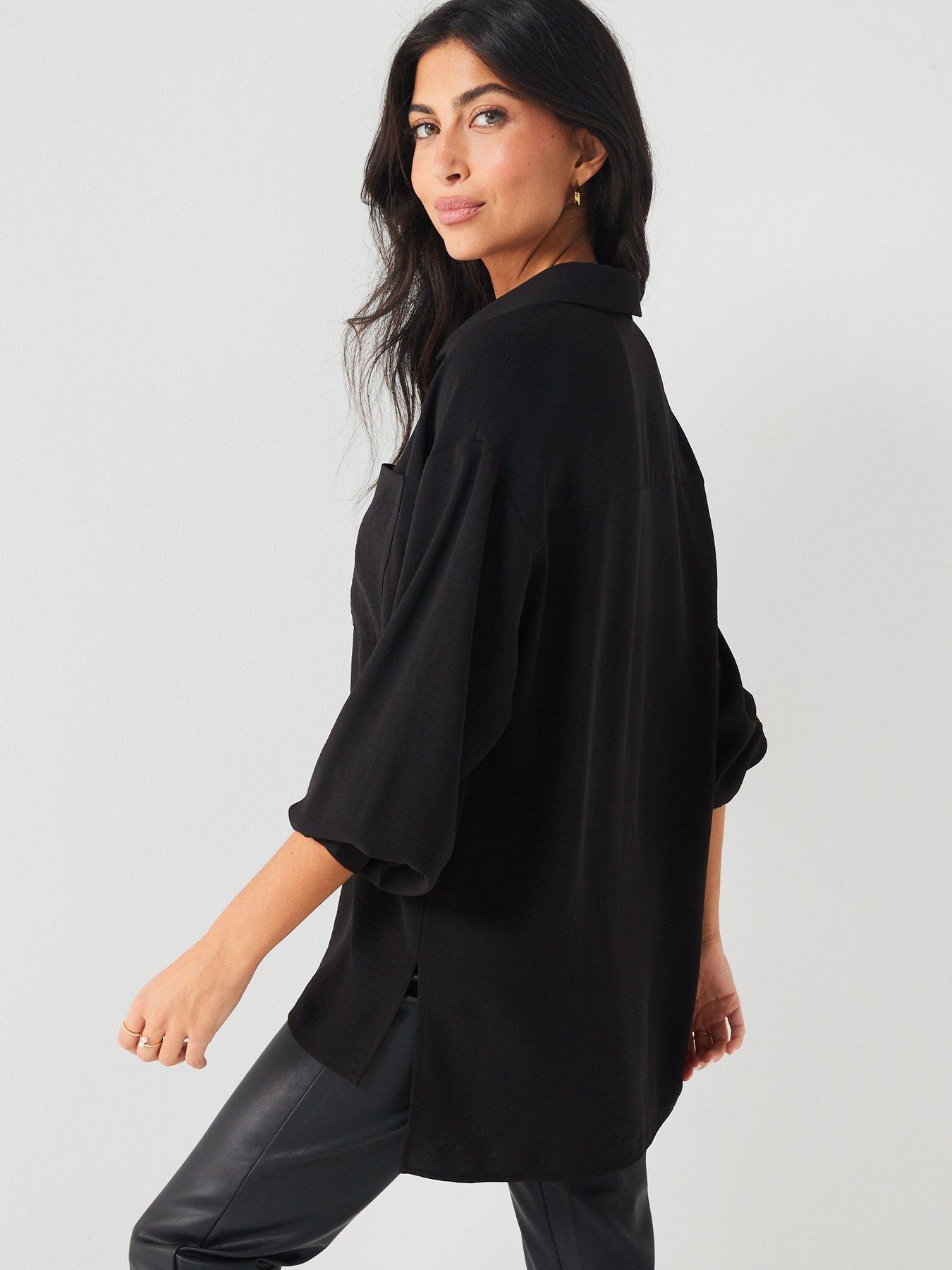 Image 2 of 6 of The Very Collection Oversized Boyfriend Shirt - Black