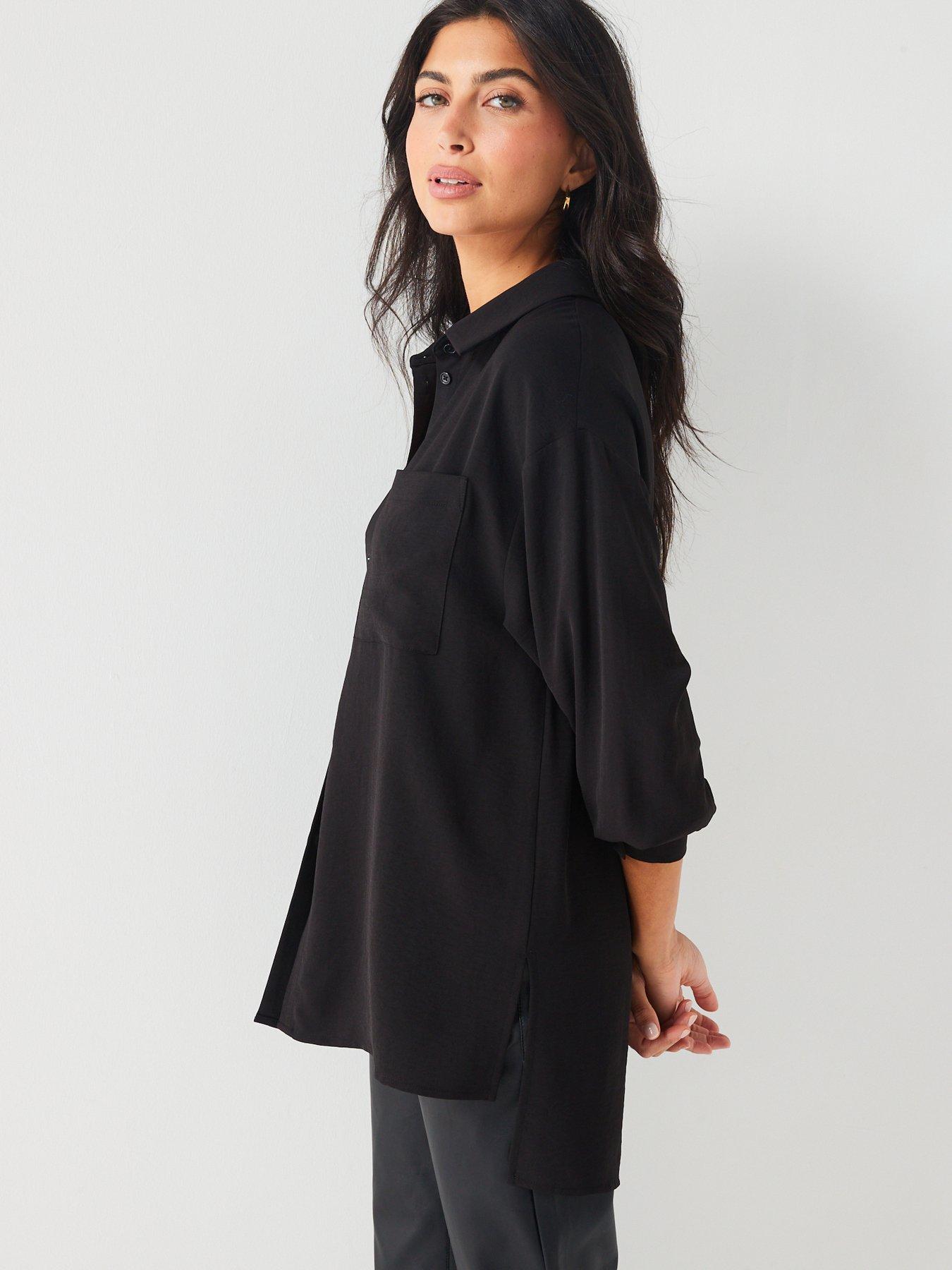 Image 4 of 6 of The Very Collection Oversized Boyfriend Shirt - Black