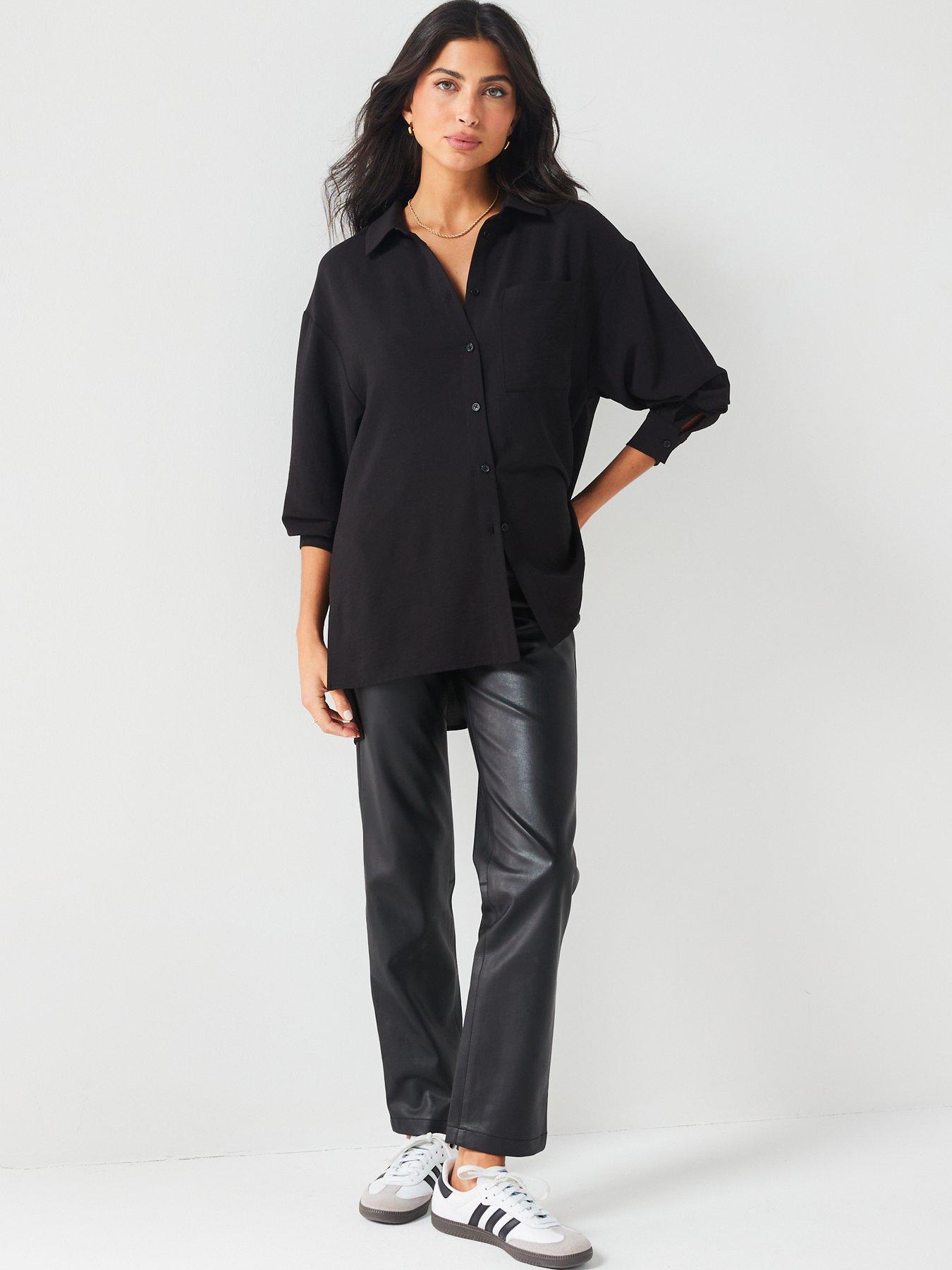 Image 5 of 6 of The Very Collection Oversized Boyfriend Shirt - Black