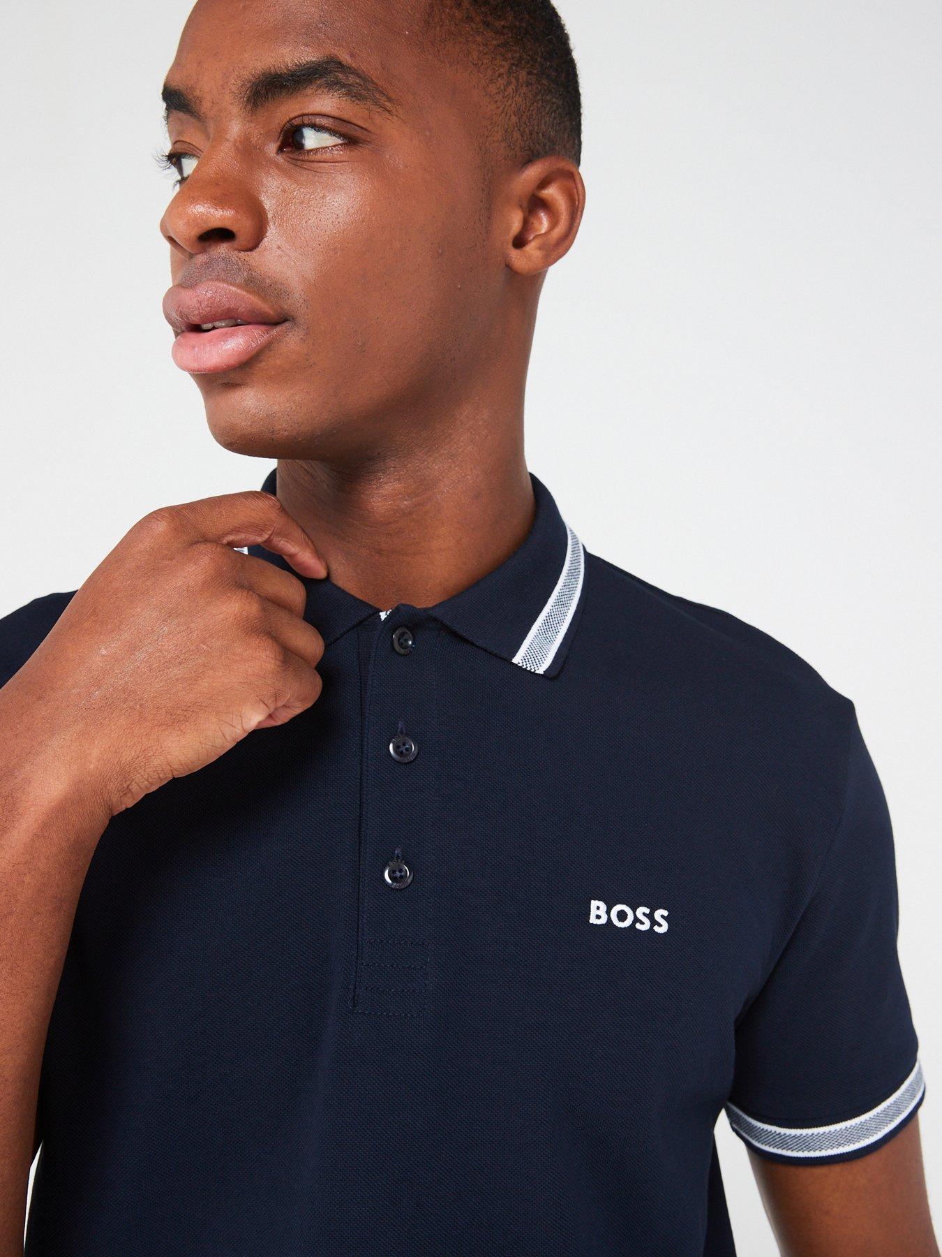 Image 4 of 4 of BOSS Paddy Logo Regular Fit Polo Shirt - Dark Blue