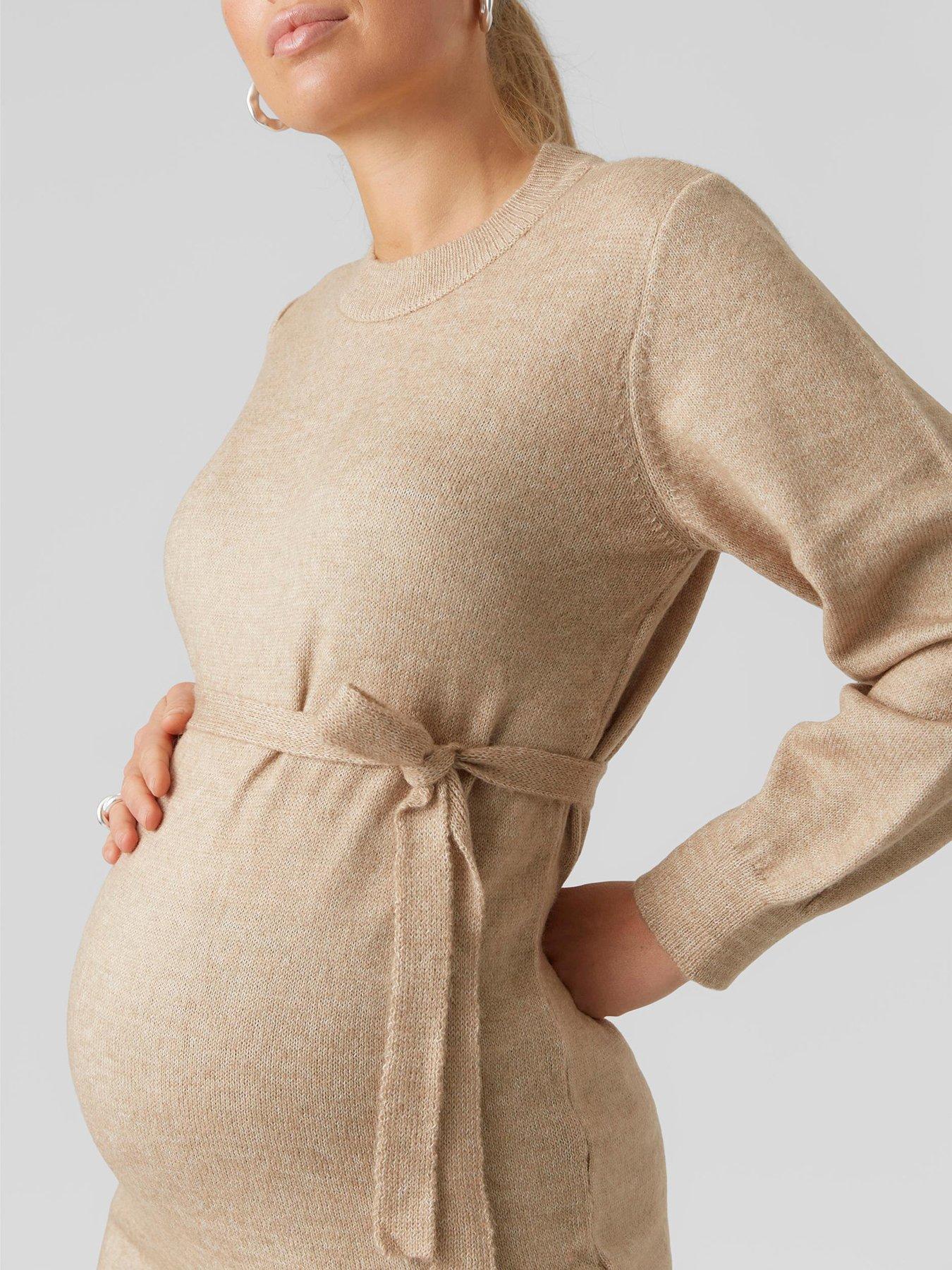 Mamalicious Maternity Anne Knitted Dress - Beige