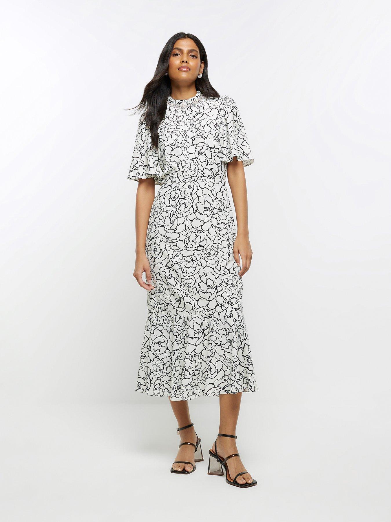 river-island-neck-trim-midi-tea-dress