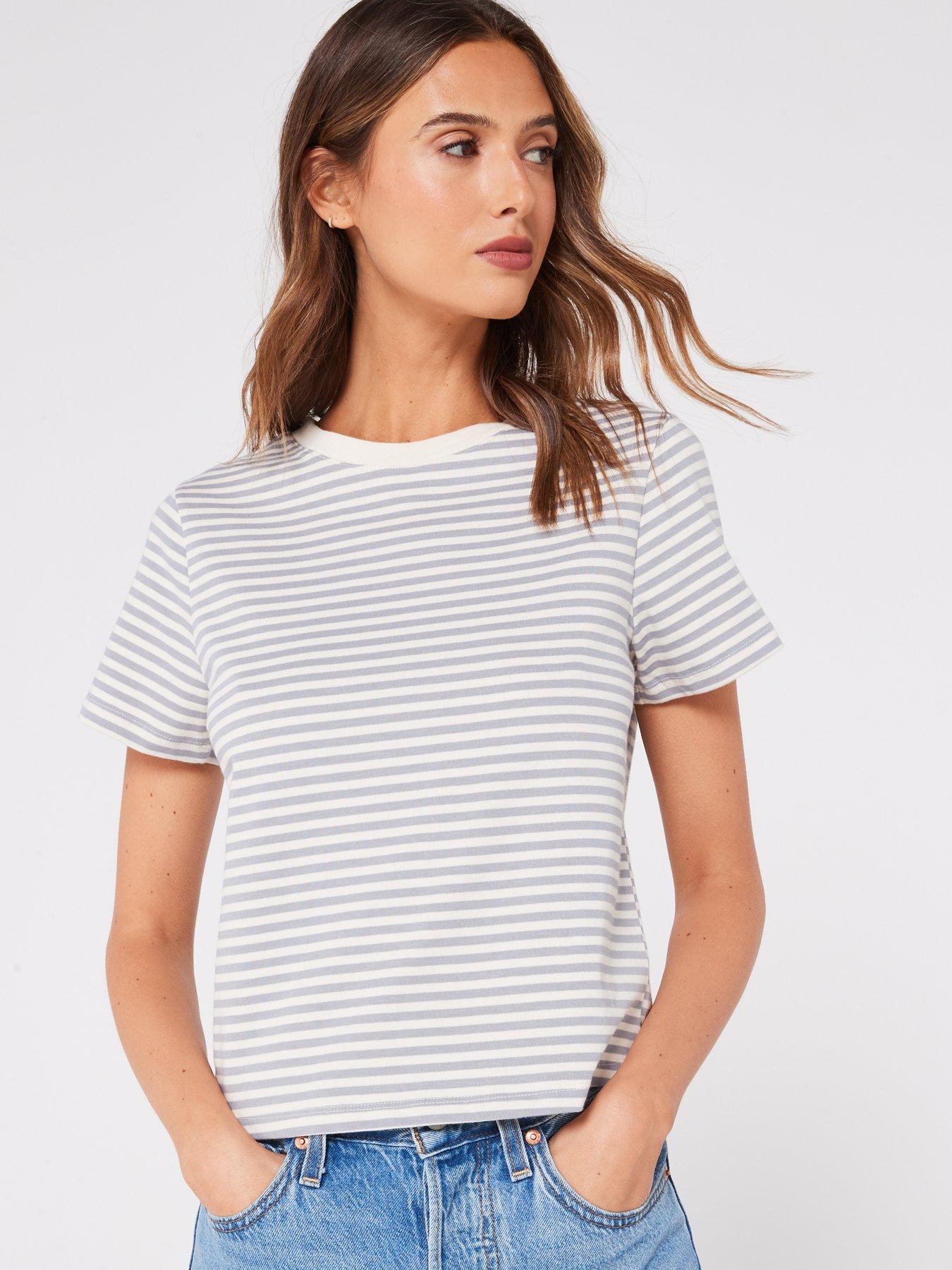 Silver Sequin Stripe T-Shirt