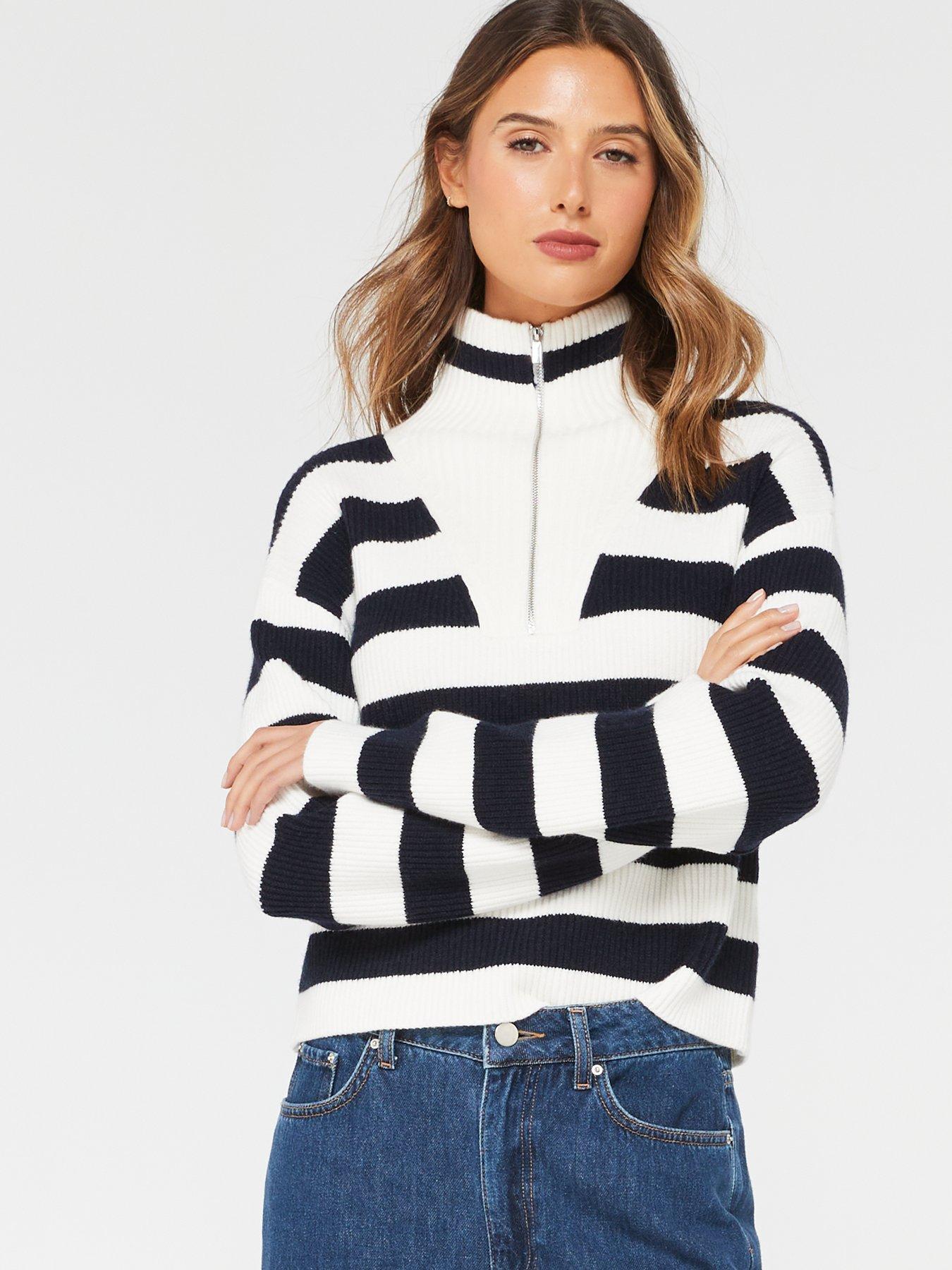 Striped sweater with zip - Woman
