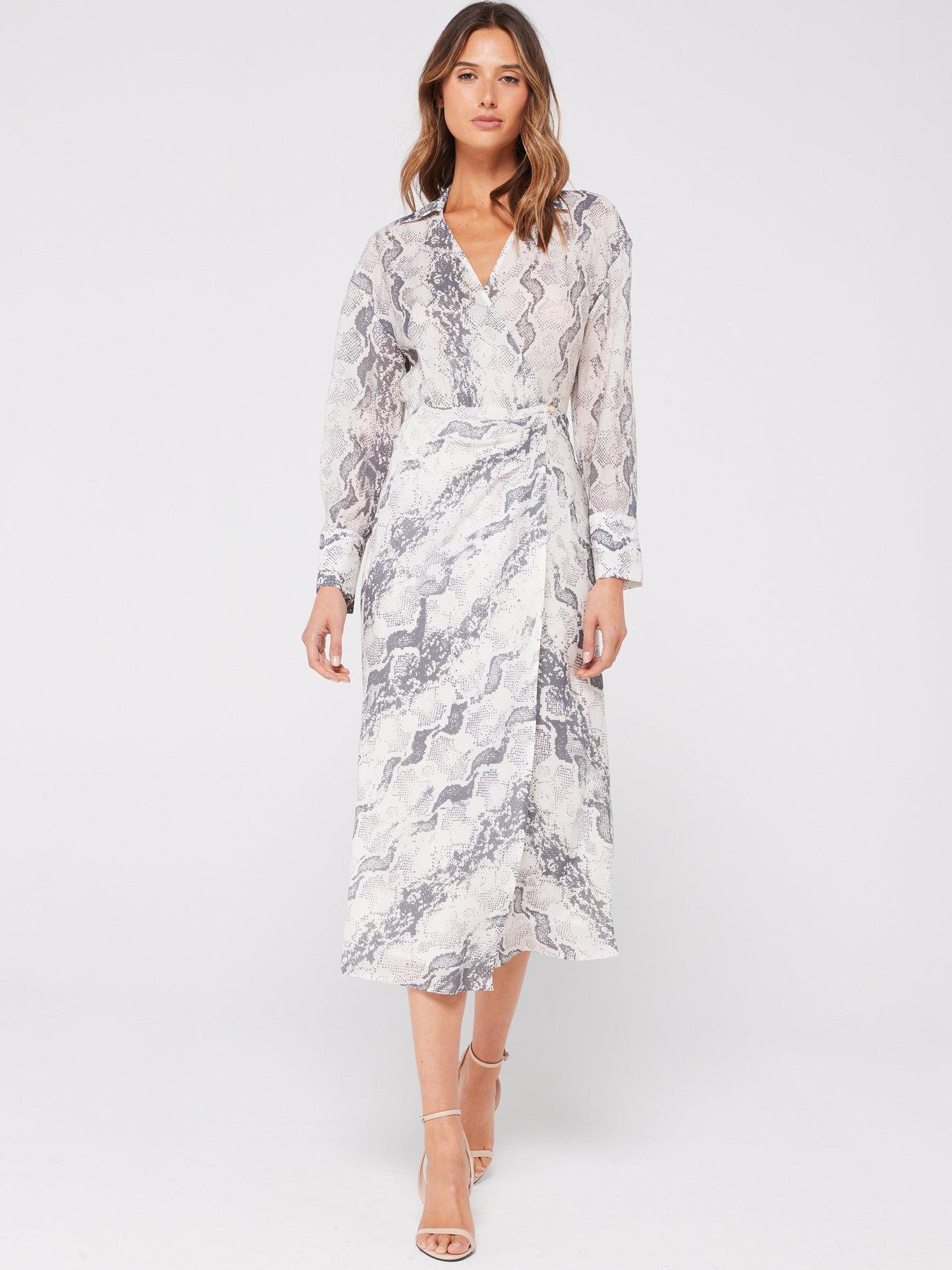 Image 1 of 5 of Mango Snake Print Lyocell Dress