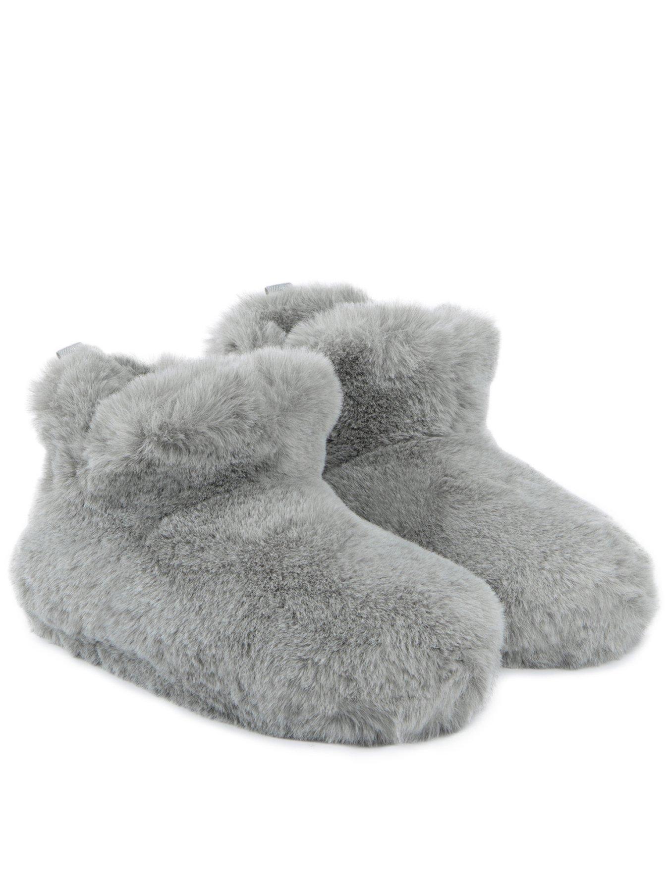 totes-faux-fur-boot-slippers-grey