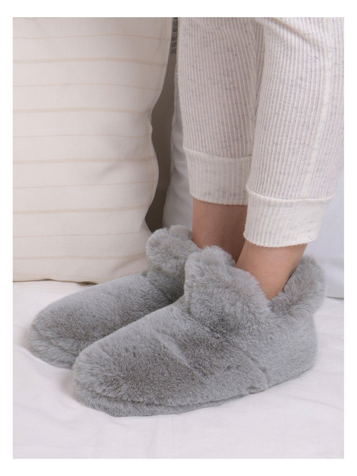 totes-faux-fur-boot-slippers-greystillFront