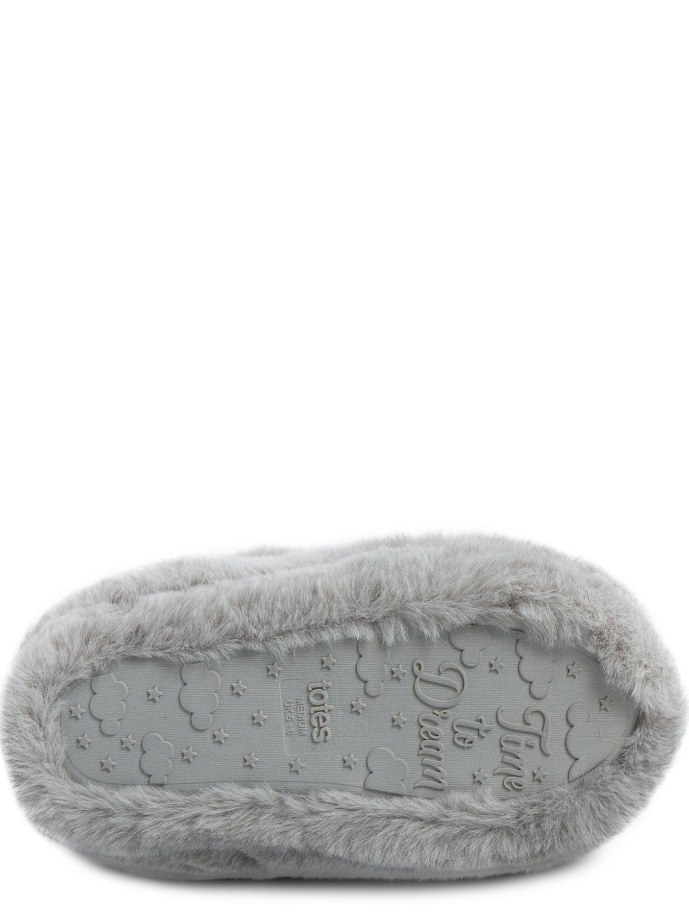 totes-faux-fur-boot-slippers-greydetail