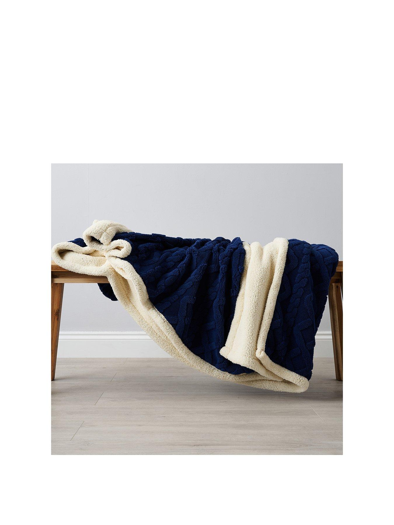 Very Home Cable Knit Sherpa Throw - Large - Cream