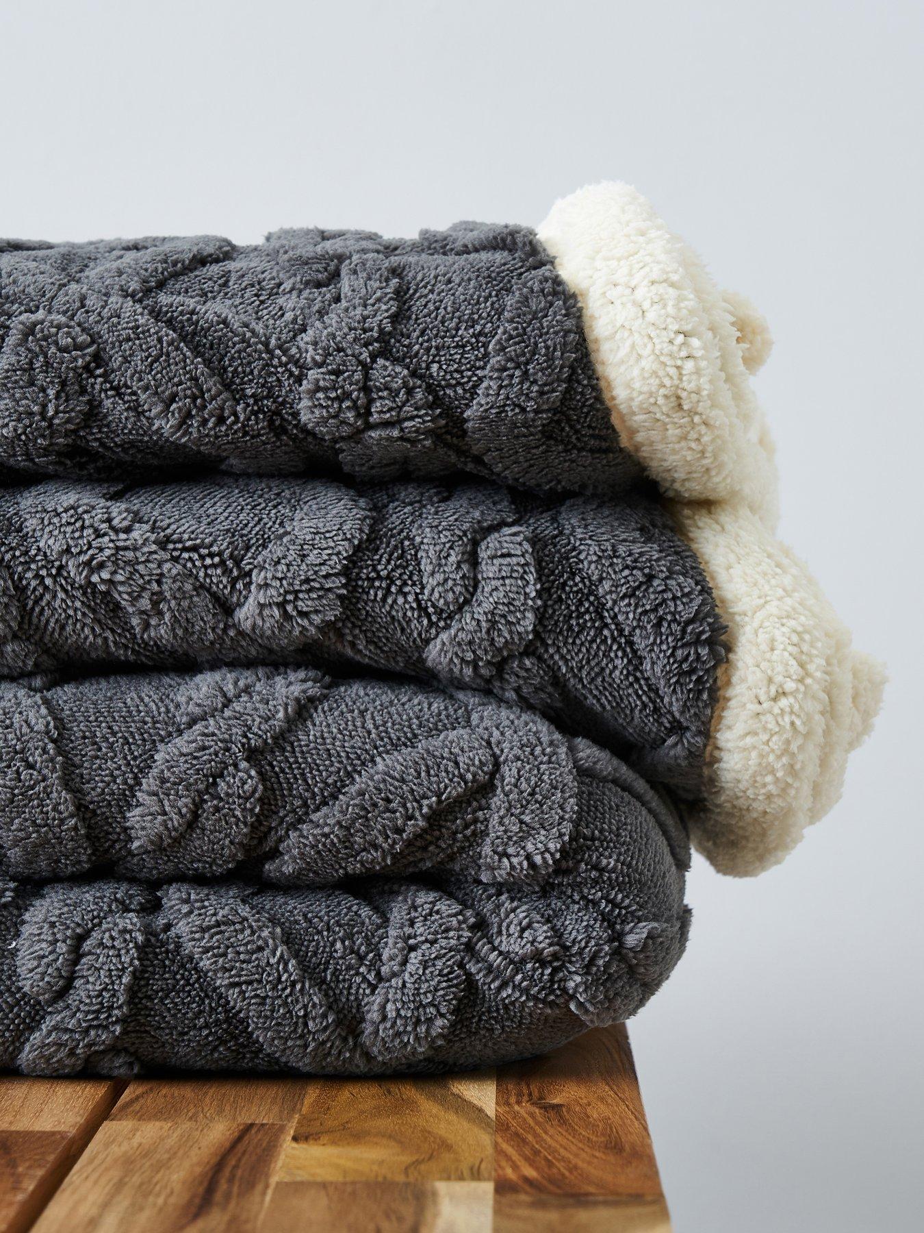 Image 2 of 6 of The Very Collection Cable Knit Sherpa Throw - Large - Cream