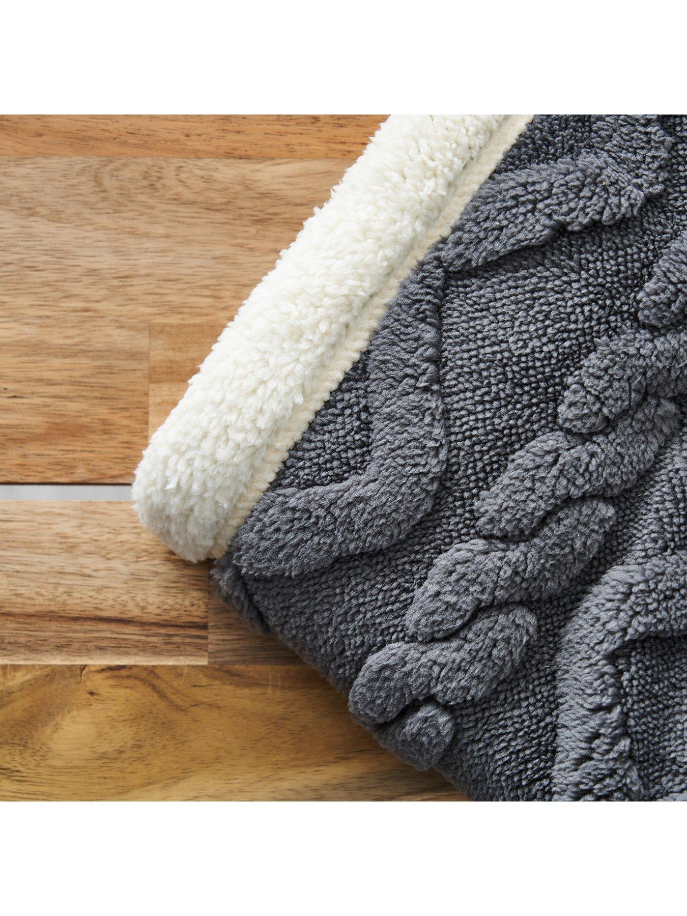 Image 4 of 6 of The Very Collection Cable Knit Sherpa Throw - Large - Cream